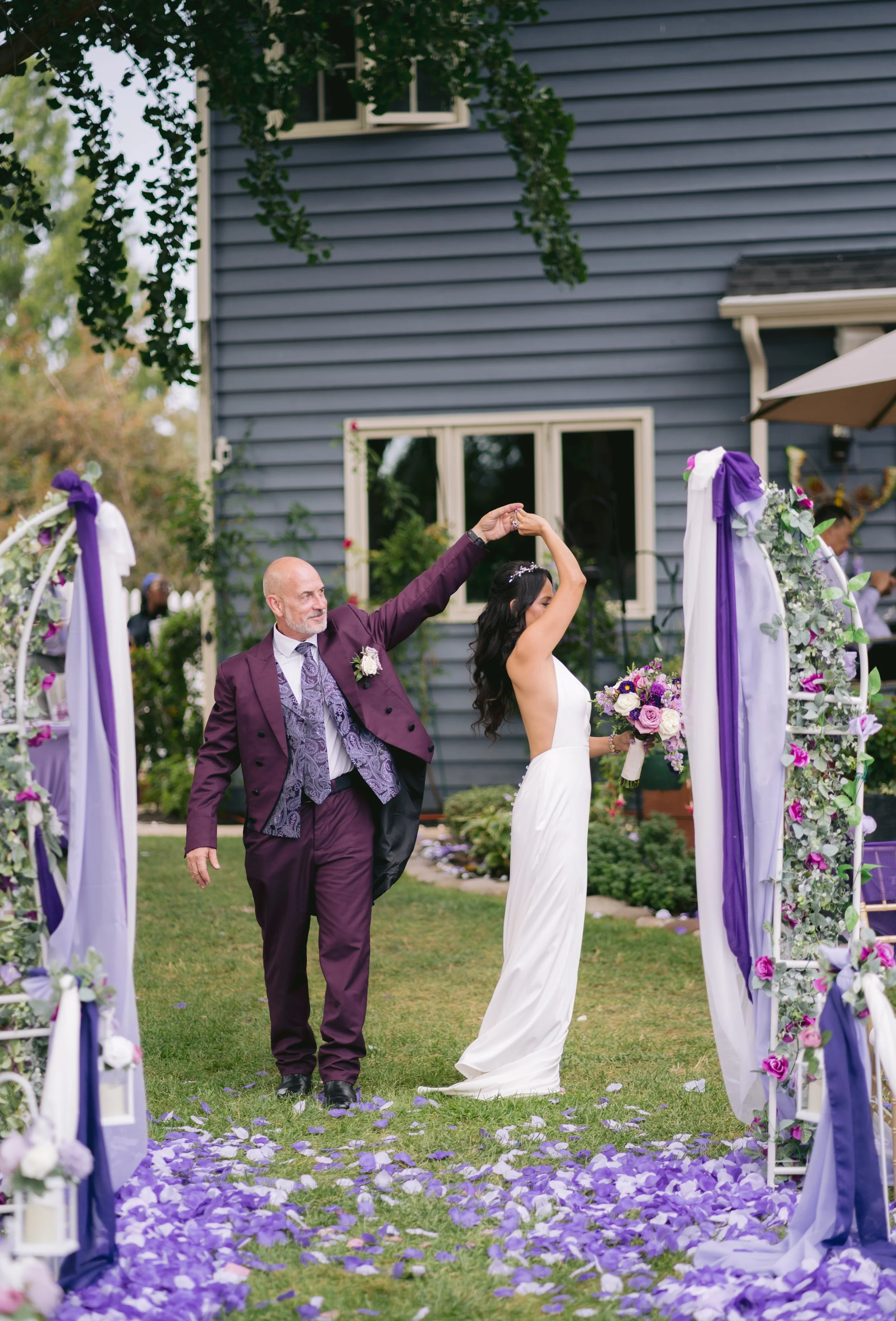 Bride and groom dancing
