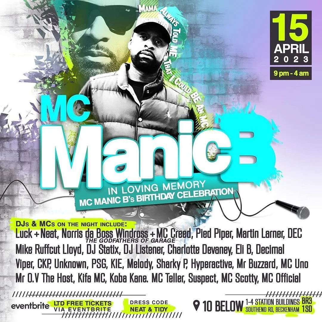 RIP brother 🕊️MC MANIC B&rsquo;s BIRTHDAY CELEBRATION is tonight 🙏🏾

Please join us to celebrate our beloved &ldquo;Manic B&rsquo;s&rdquo; birthday tonight | 9pm - 4am! 🥳 let&rsquo;s make this a night to remember &amp; celebrate Manic B&rsquo;s l
