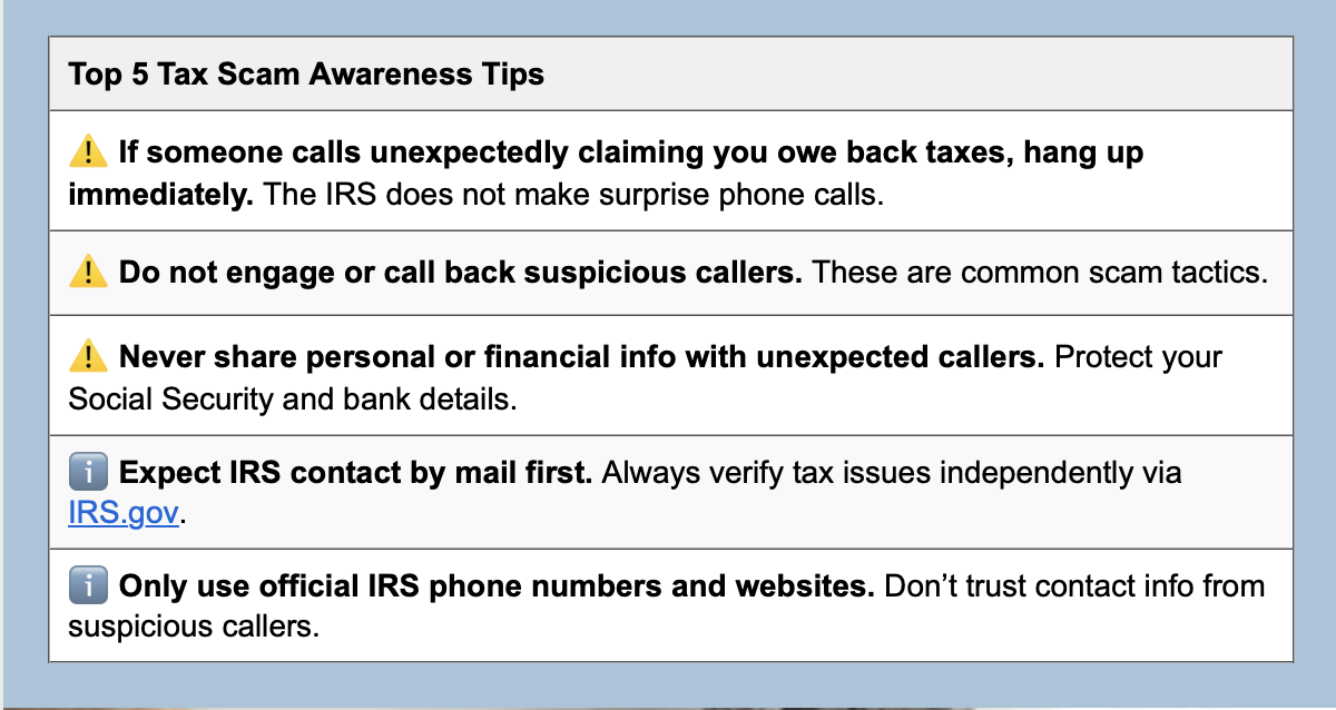 Hang Up on “Back Tax” Calls!