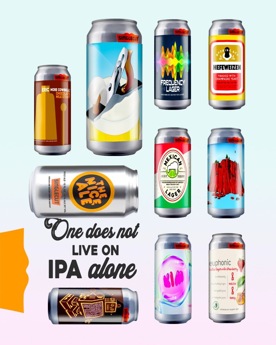 Broaden your horizons, we offer a wide selection of beer styles that are every bit as distinctive and well-rendered as our IPAs. Yes, we've got plenty of IPA options too natch. Expand your mind, baby! 🍻