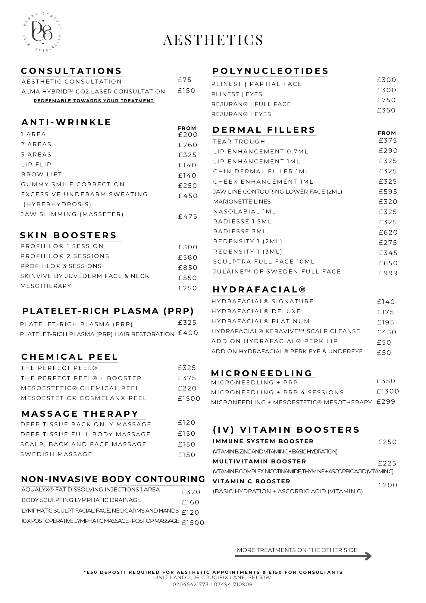 Derma Consult price list