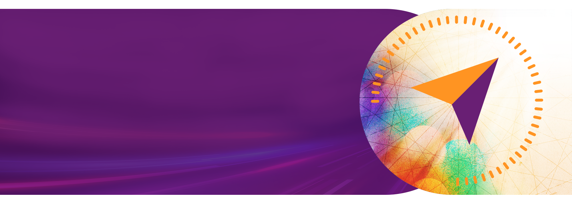 Purple header image with icon and abstract graphics