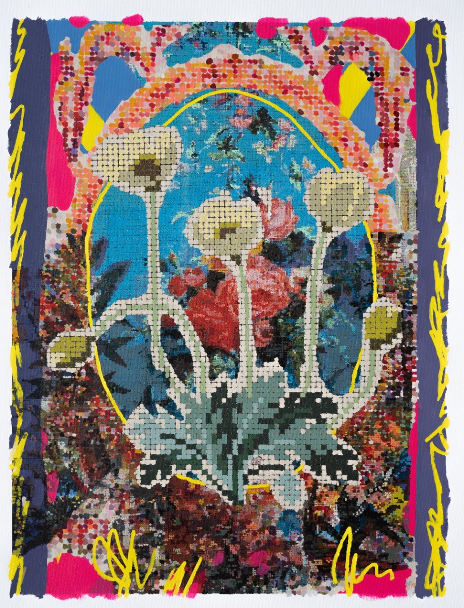 Iceland Poppies, Purple, Yellow and Pink Scribbles Remix