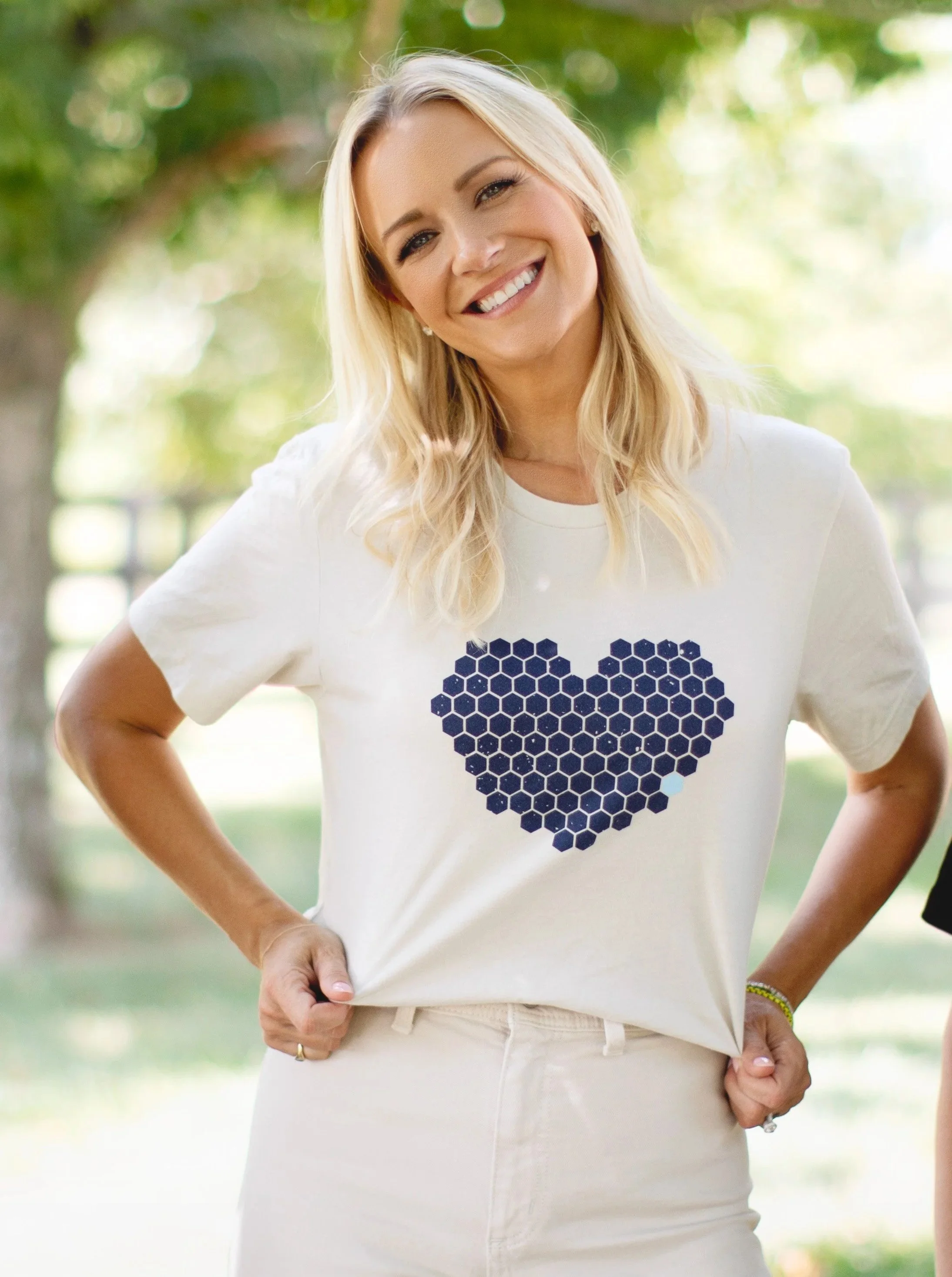 Adult Blue Honeycomb Heart Tee