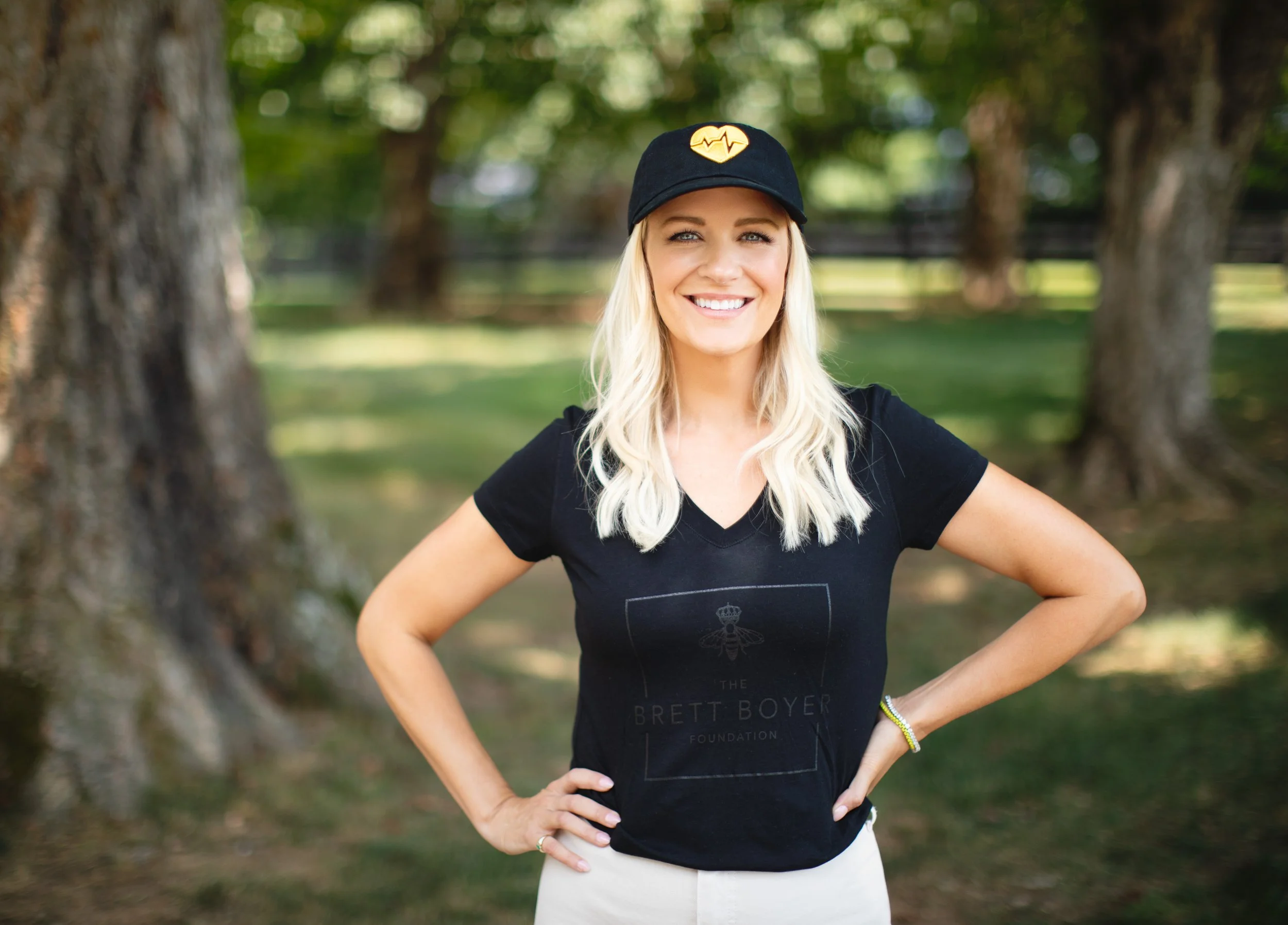The Brett Boyer Foundation Ladies Black on Black V Neck Tee