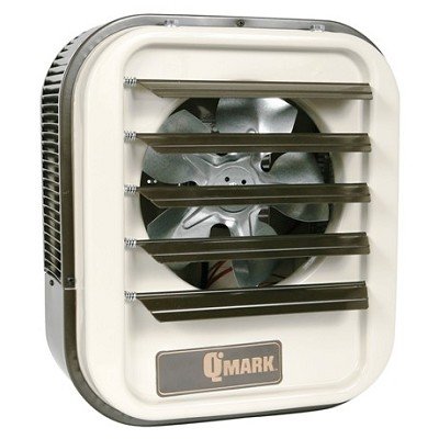 A square-shaped evaporation cooler with a fan inside and four metal louvers on the front, branded with the QMARK logo.