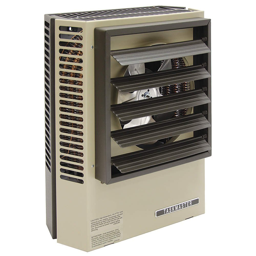 A TaskMaster ventilation or exhaust fan with black louvers and a beige housing.