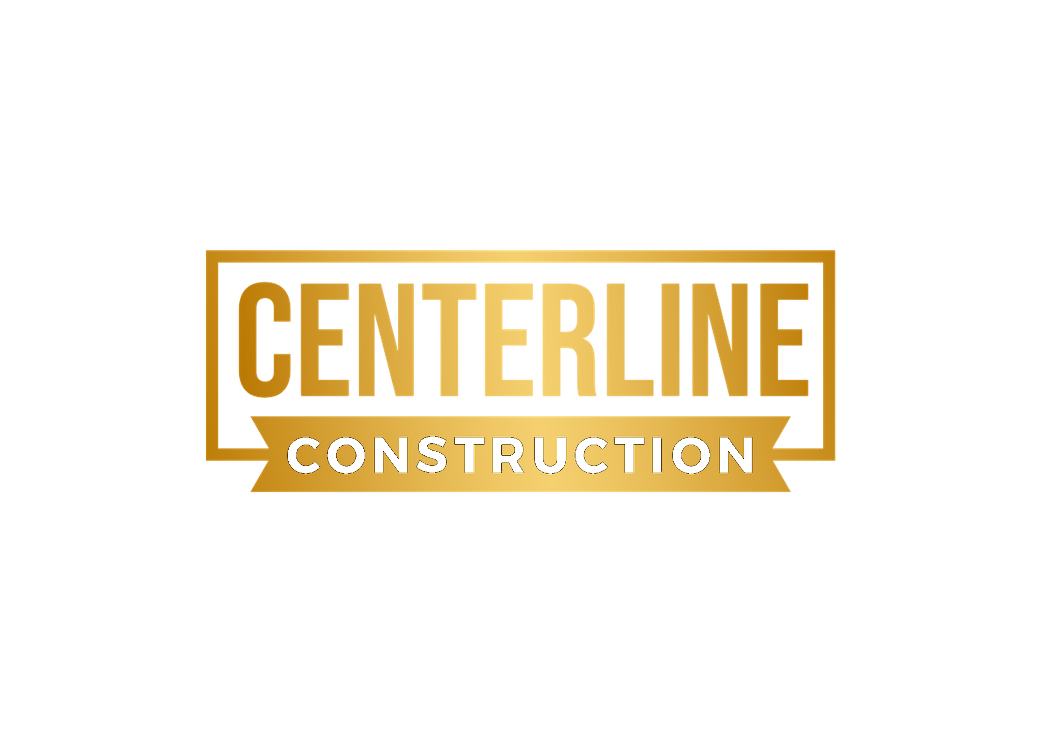 Logo of Censterline Construction with bold gold text on a black background