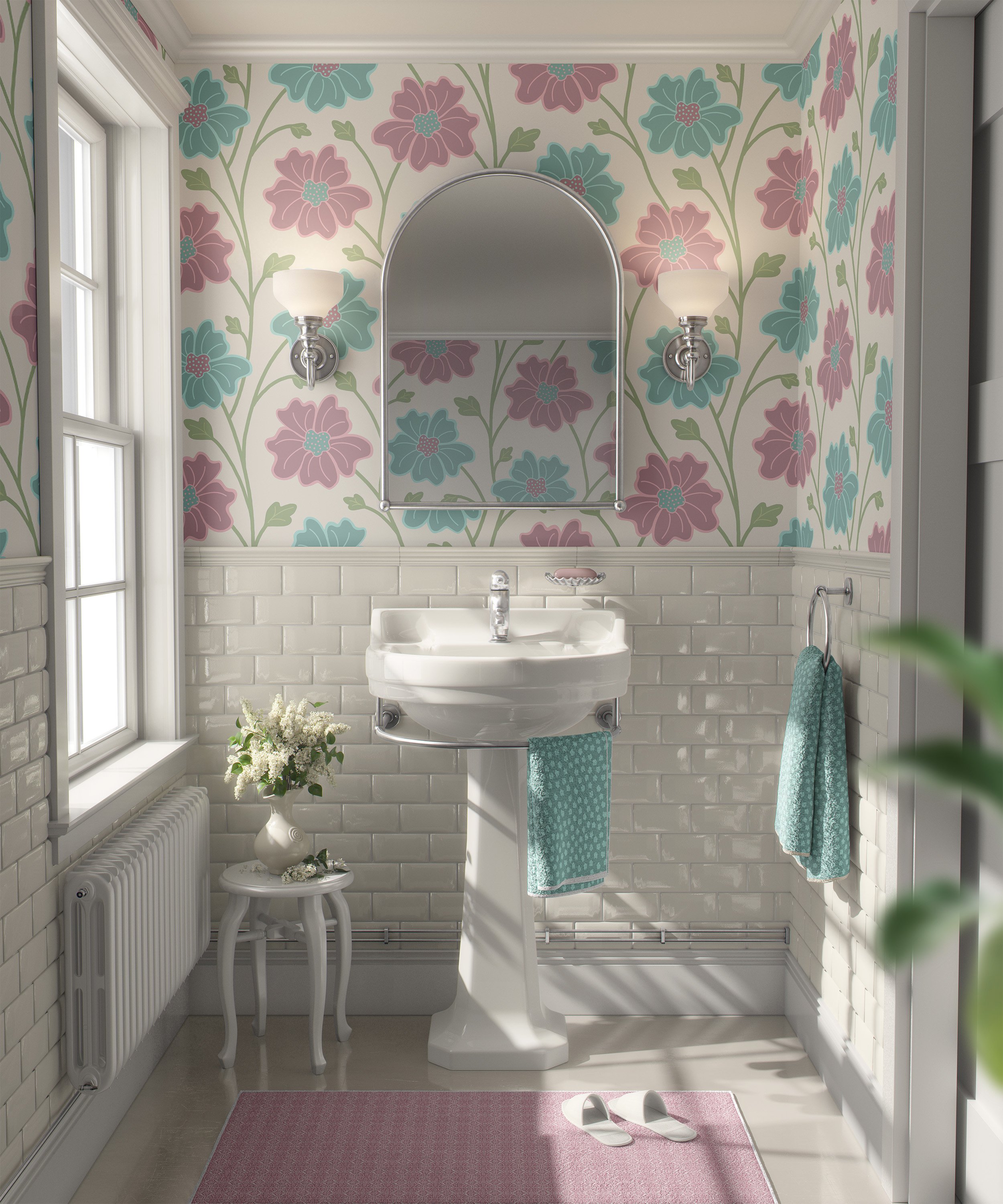 Ever In Flower is a garden-inspired collection rooted in softness, flow, and timeless charm.  Flowing florals, drifting leaves, and decorative details come together in a soft palette chosen to inspire calm and comfort.