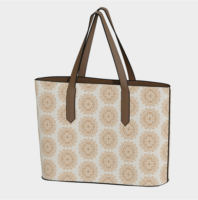 Vegan Leather Tote Floral Medallion pattern by Katie Stearns