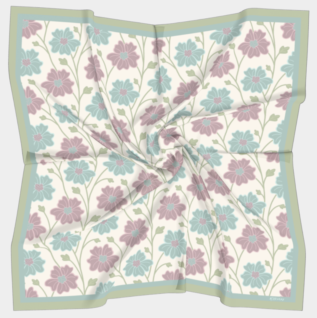 Silk Scarf, Whispering Booms design, Ever in Bloom Collection