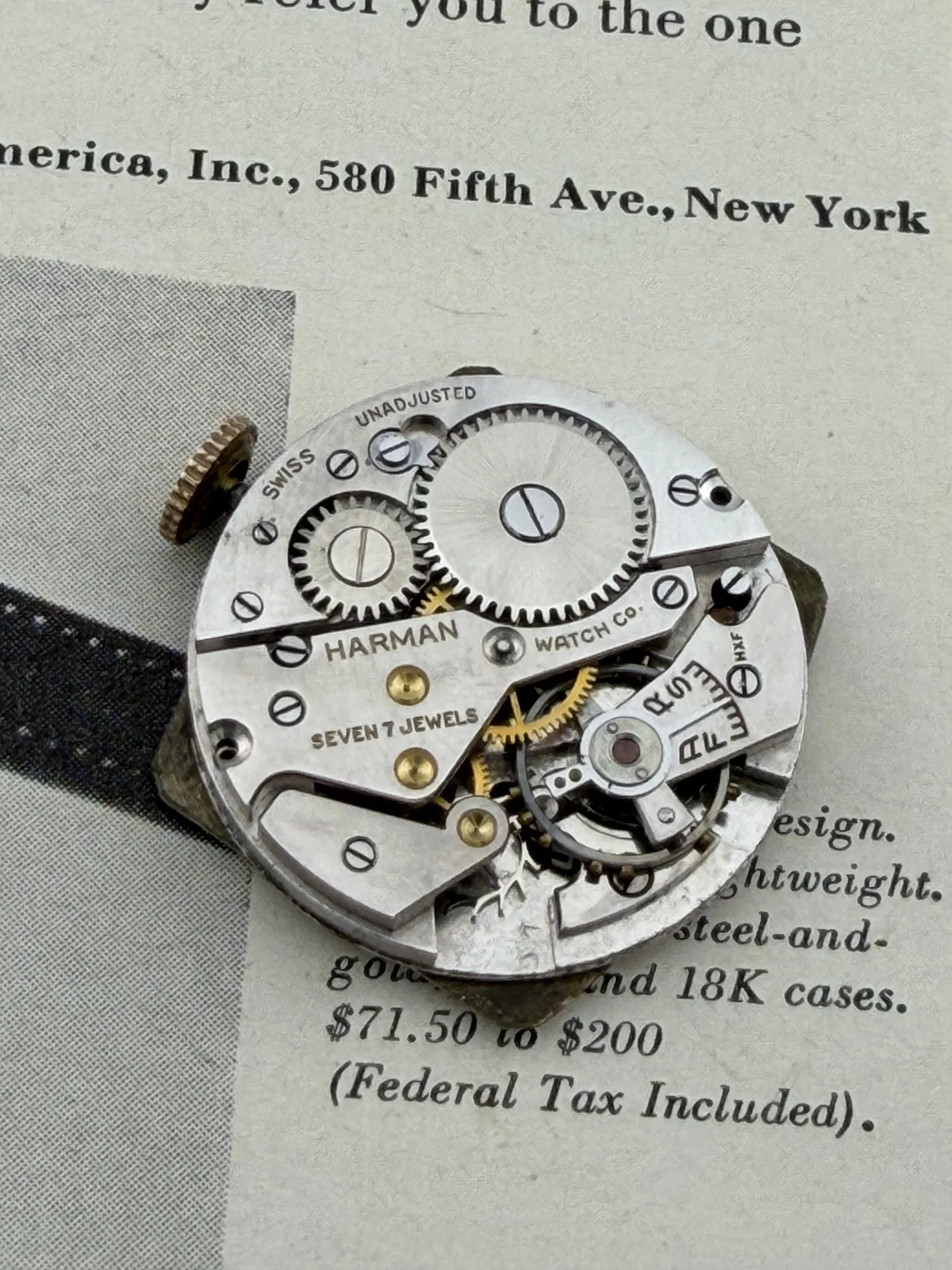 Vintage Harman Early 1900s Incabloc Automatic Silver Case Manual Wind Watch Hamilton Illinois Incabloc Manual Wind Watch for $595 for  main image 4