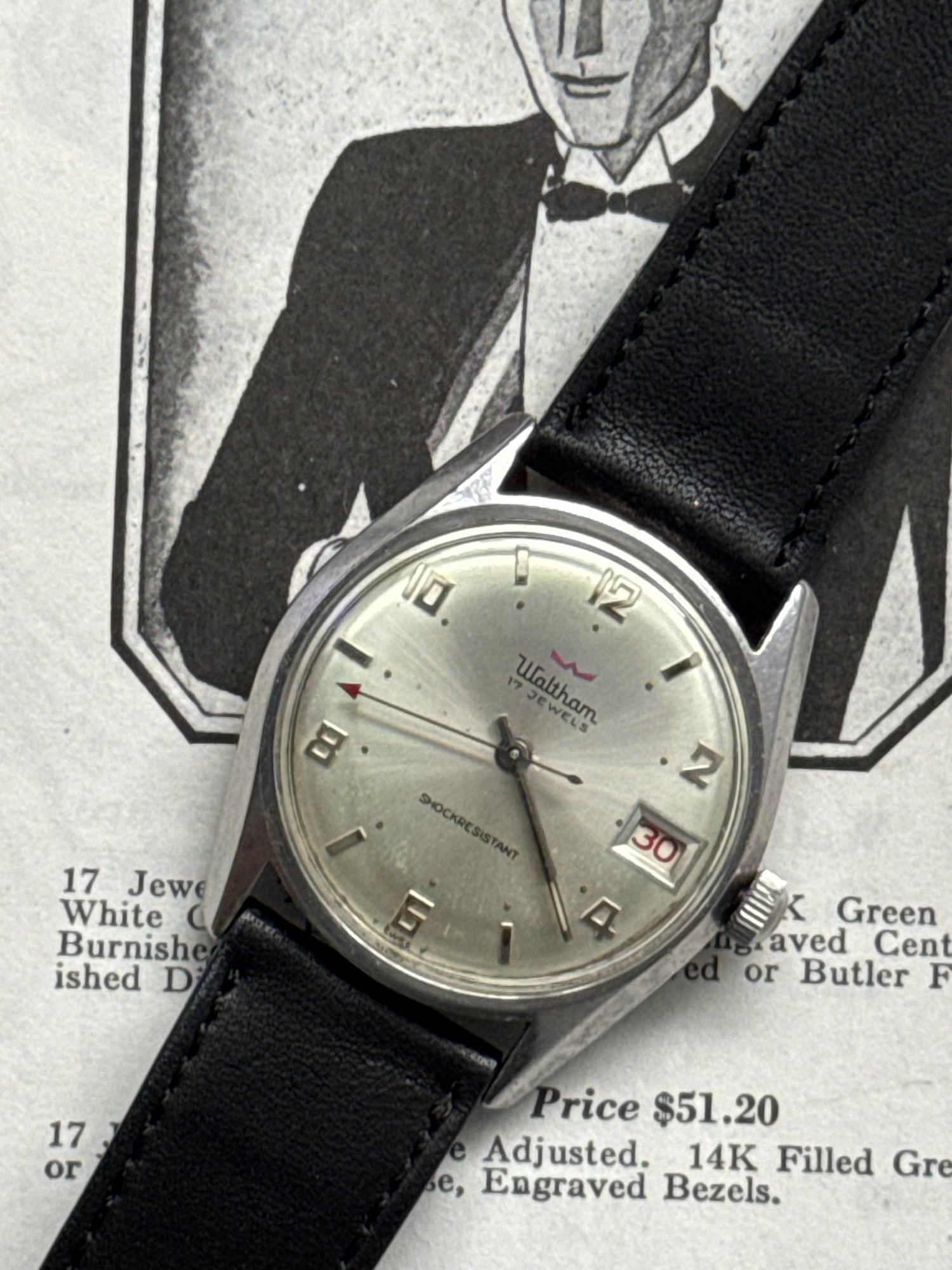 時計 waltham new Americana Vintage 1960s Waltham Wrist Watch Premier 17 Jewel Self Wind
