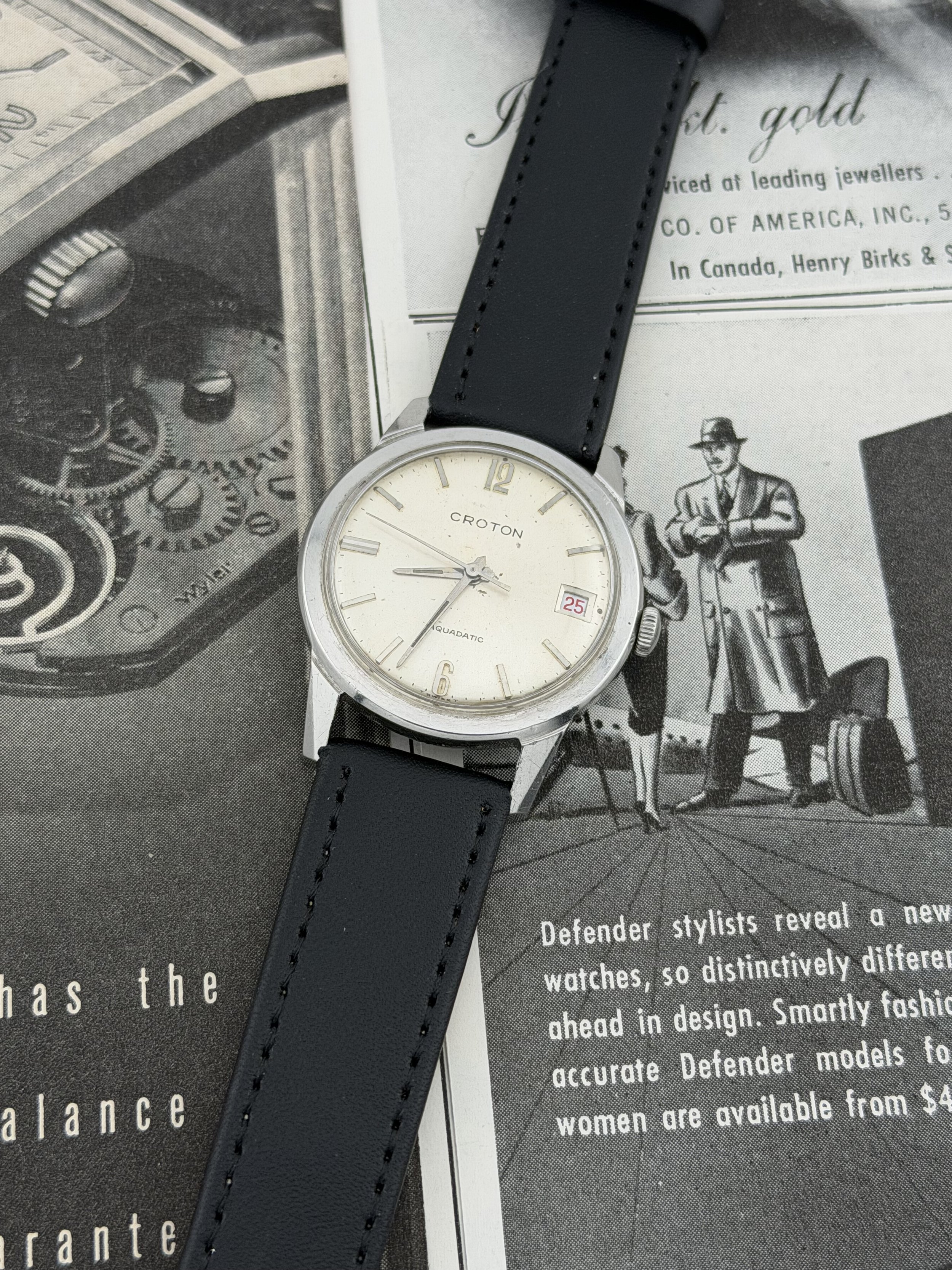 Croton Aquadatic | Automatic Date | 17 Jewels | Circa 1960s  | Stainless Steel Case