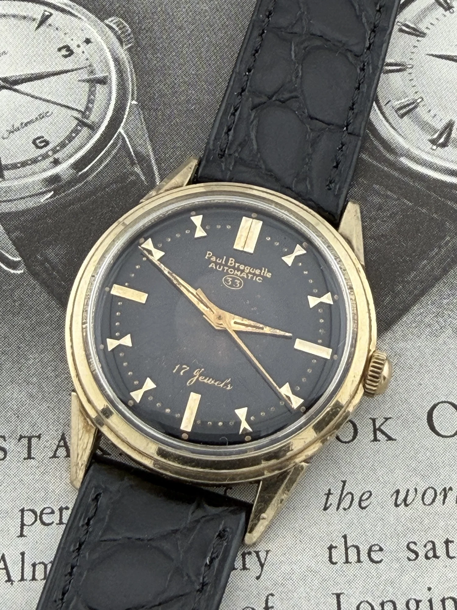 Paul Breguette Automatic | 17 Jewels | Black Dial | Gold  display picture 1
