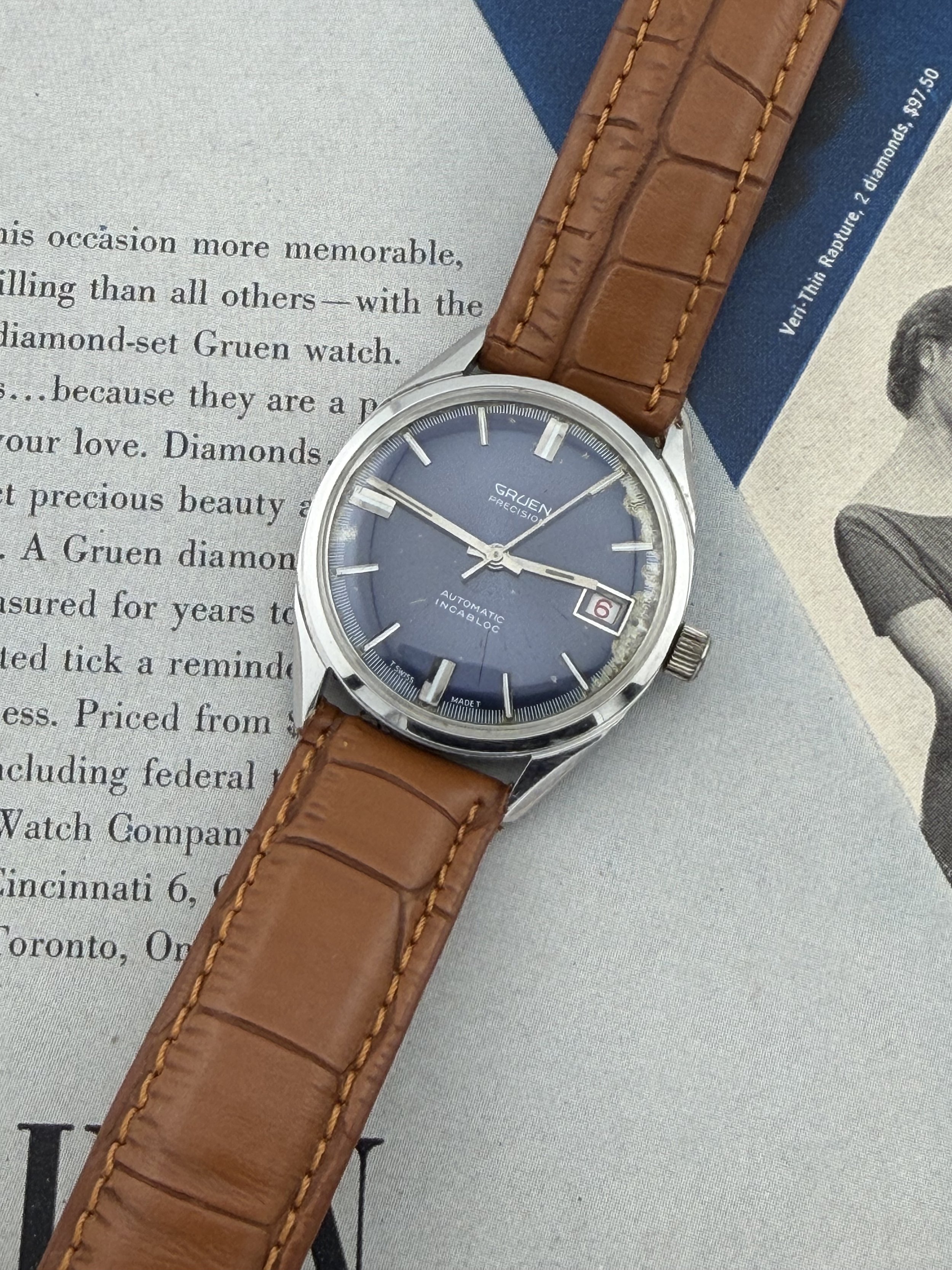Gruen Precision Automatic | 25 Jewels | AS 1903 | Blue Dial | Date | Circa 1960s