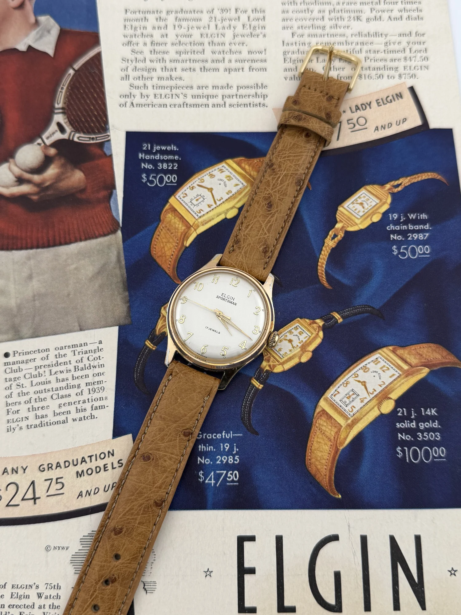 Elgin Sportsman | 17 Jewel Manual Wind | Vintage Gold Tone Dress