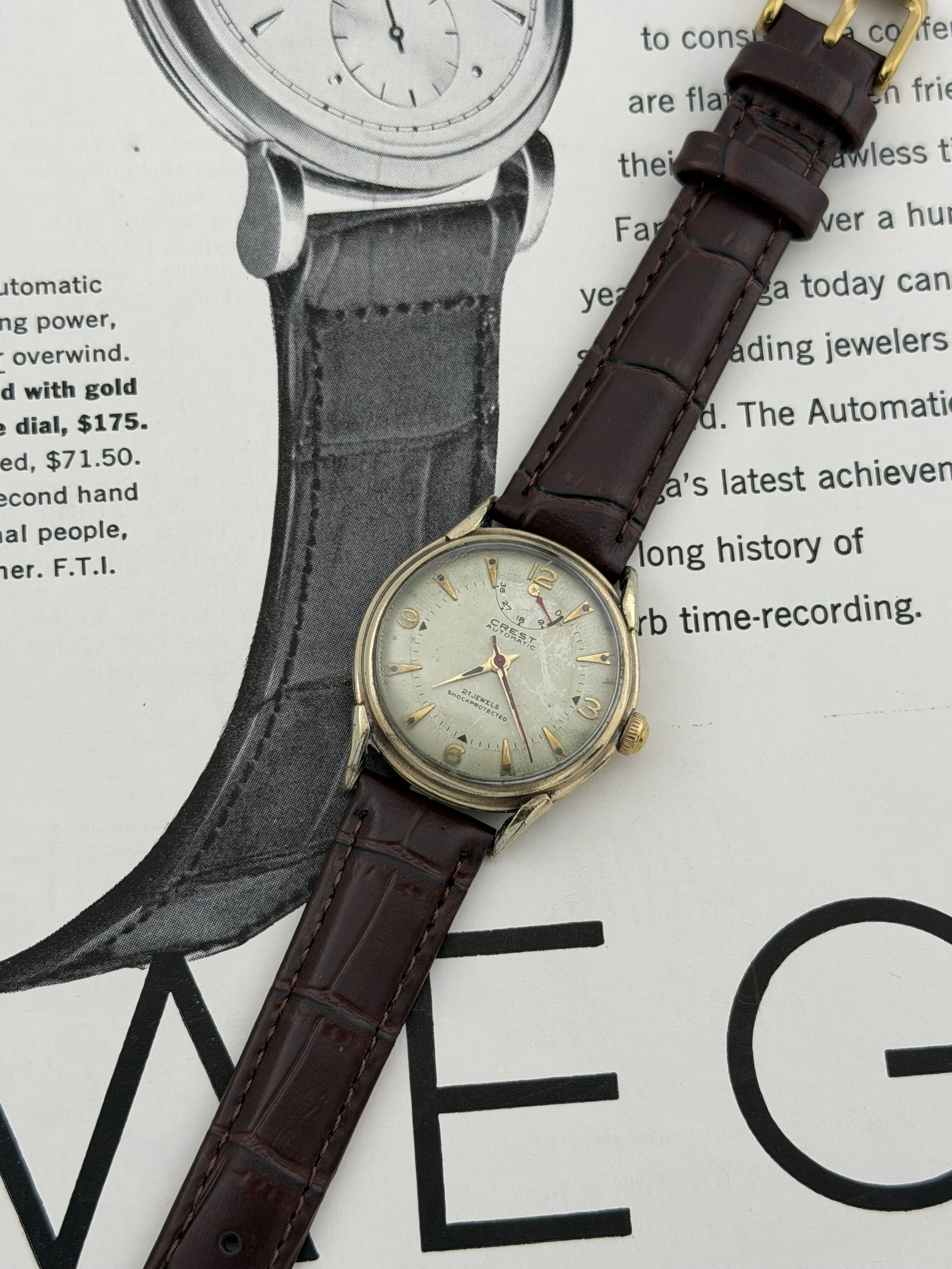 Crest | AS 1362N Automatic | Power Reserve | 21 Jewels | Circa 1950s