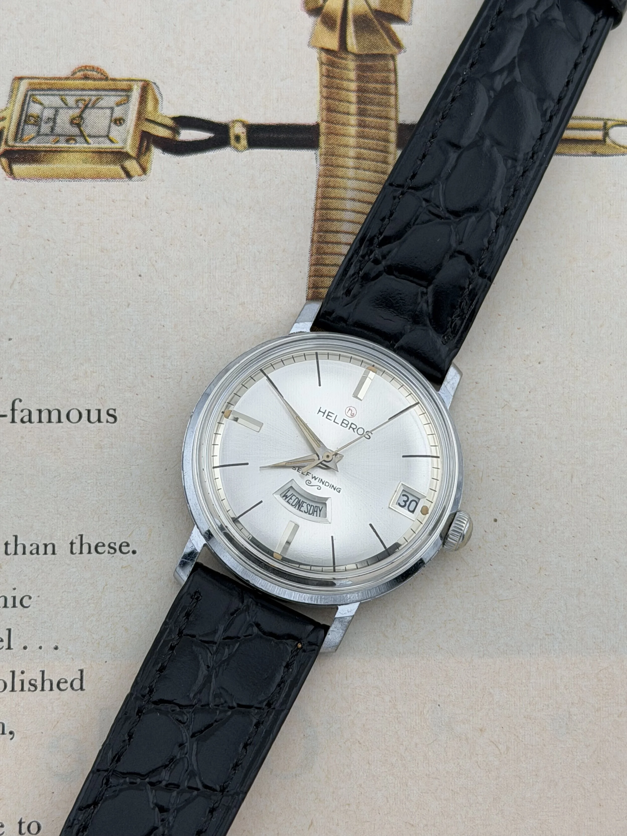 Helbros | Automatic Day-Date | Steel Case | Reflective Chapter Ring | Near NOS Condition