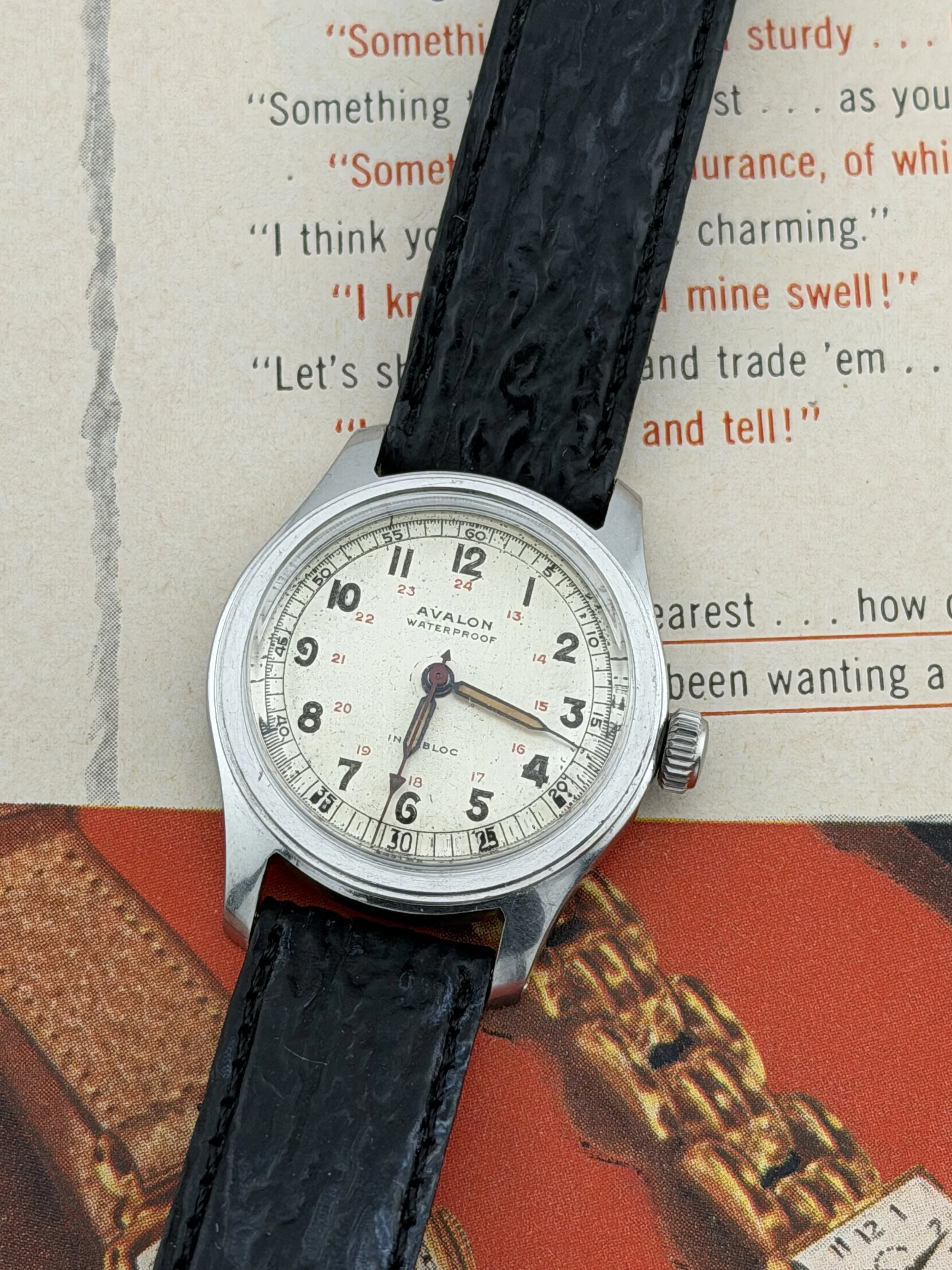 Avalon Military-Style Swiss Wristwatch | Timor SXE | 17 Jewels | Incabloc | Drilled Lugs | Stainless Steel Case | Circa 1940s–1950s