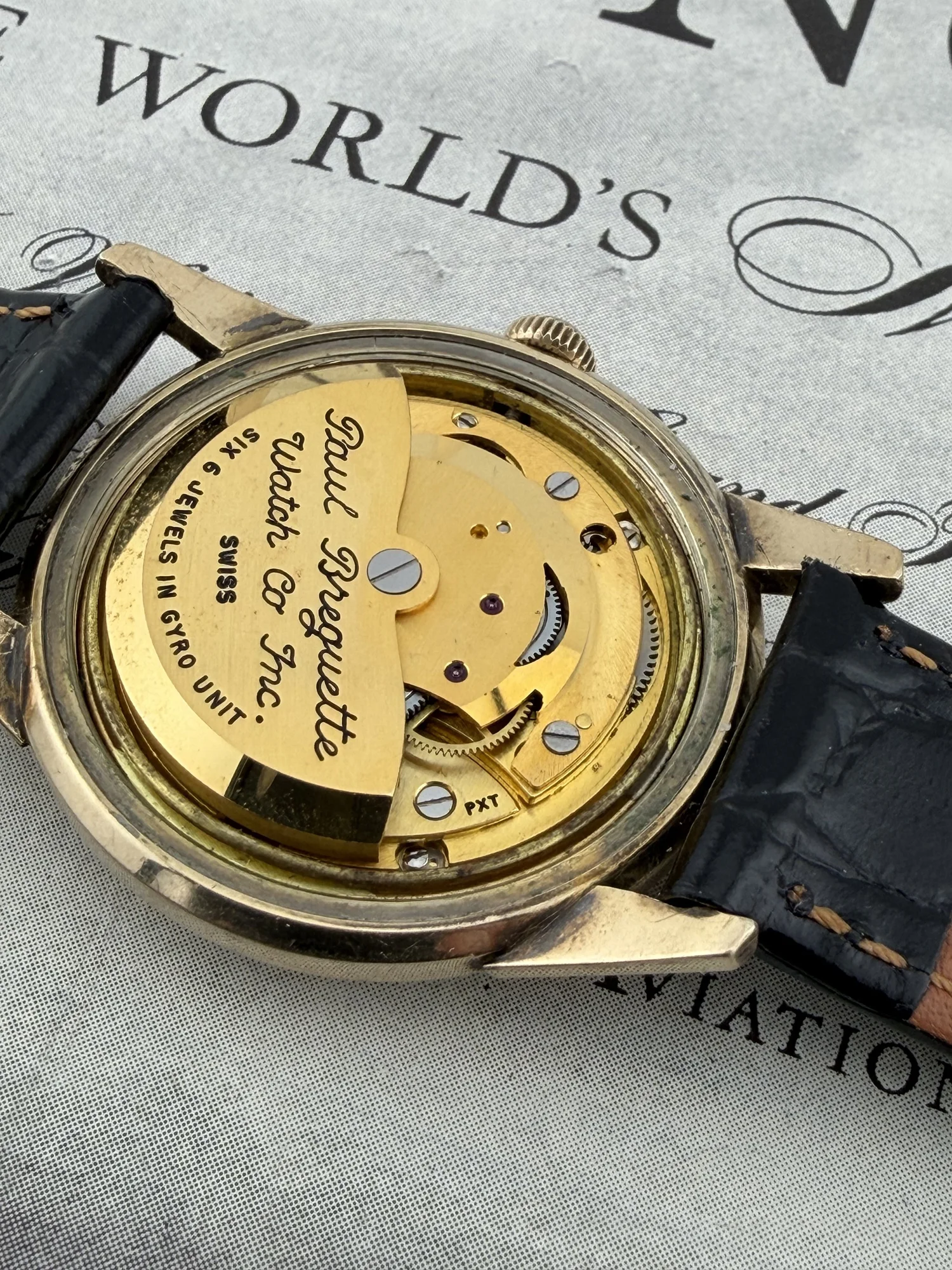 Paul Breguette PB Women’s Gold-Tone Bracelet Watch – Black Dial Paul Breguette 10K Gold Automatic Wrist Watch – Ticktock Guru main image 3