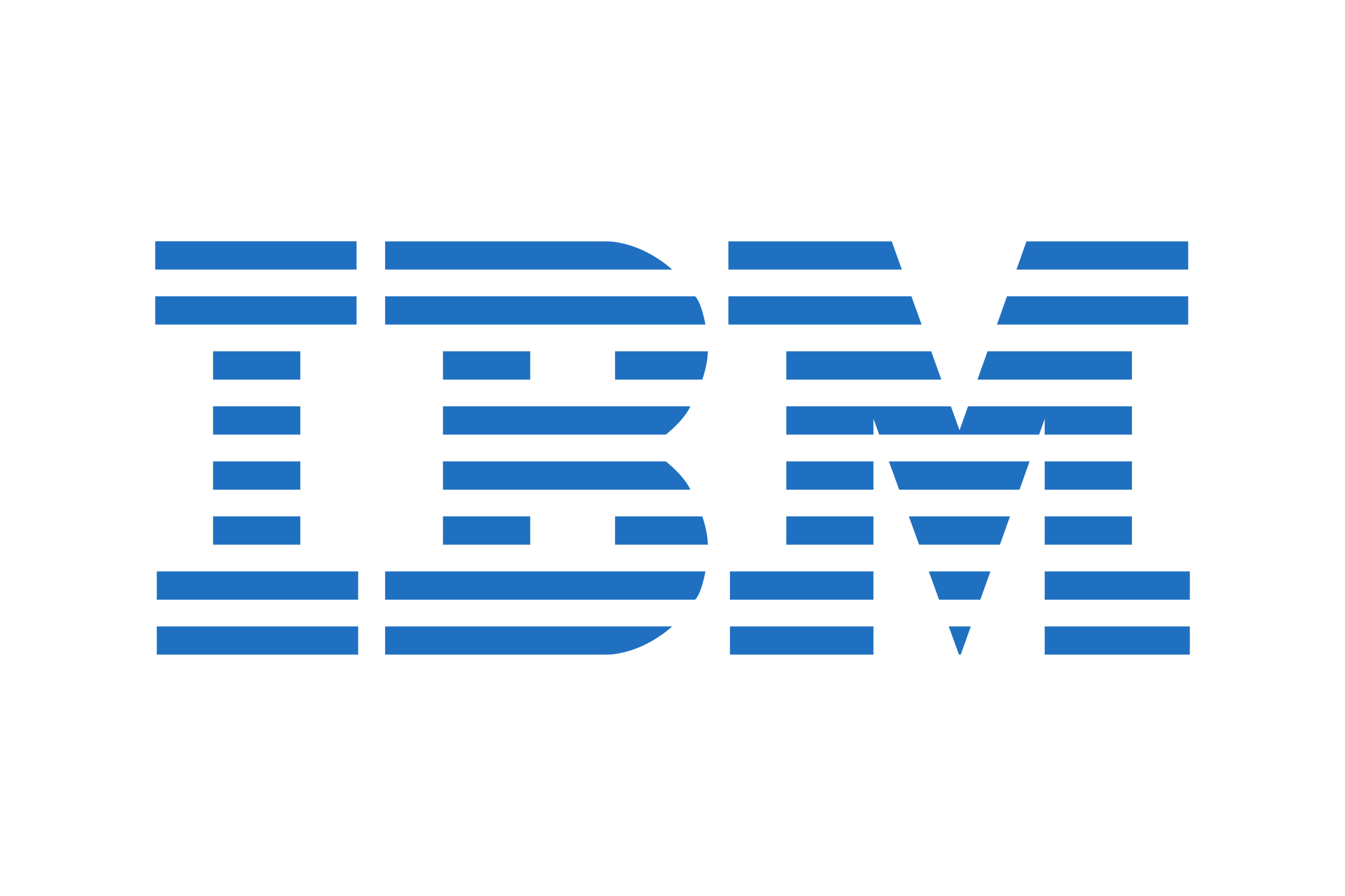 The IBM logo in black and blue with stylized horizontal lines forming the letters IBM.