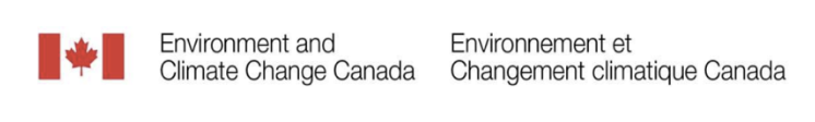 Logo of Environment and Climate Change Canada with a red Canadian flag icon.