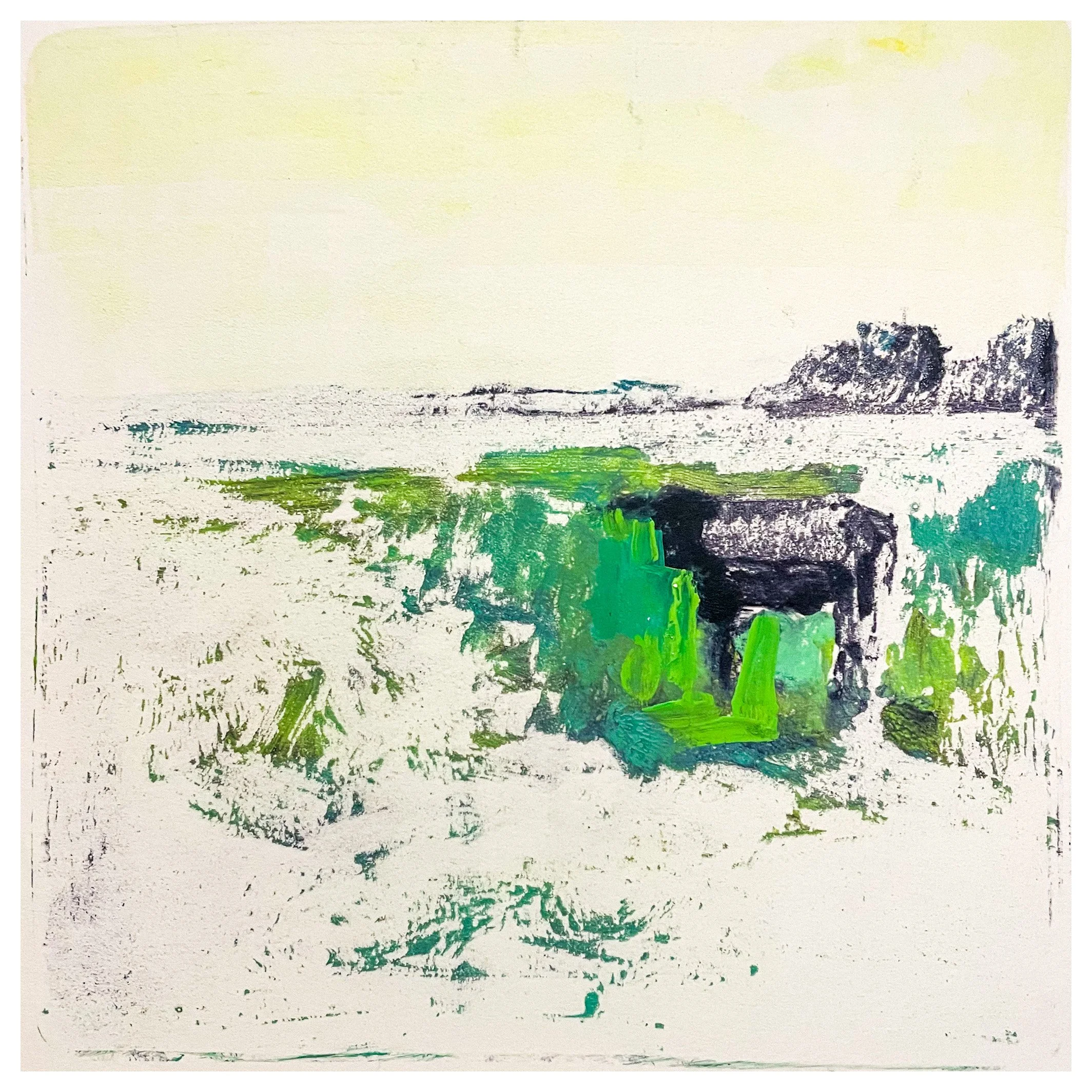 "Hesitation" 6x6 Gelli-plate monotype on 11x14 printmaking paper.
$250 includes framing