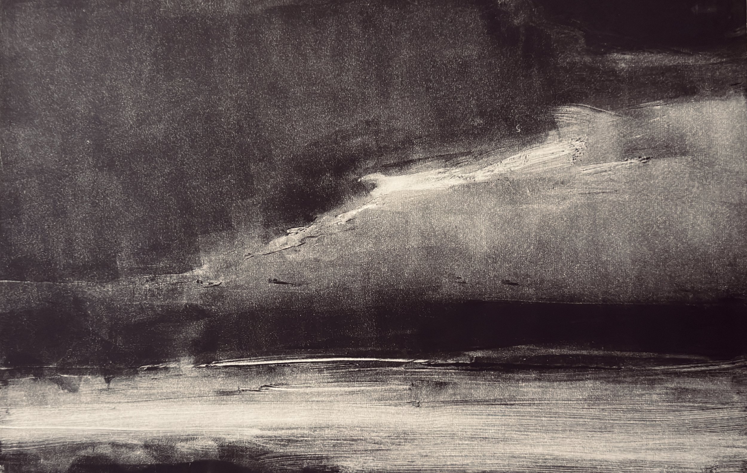 "Eclipsing Daylight" 17x11 Monotype on 20x17 Shiramine Paper
$660 includes matting and framing
-2025