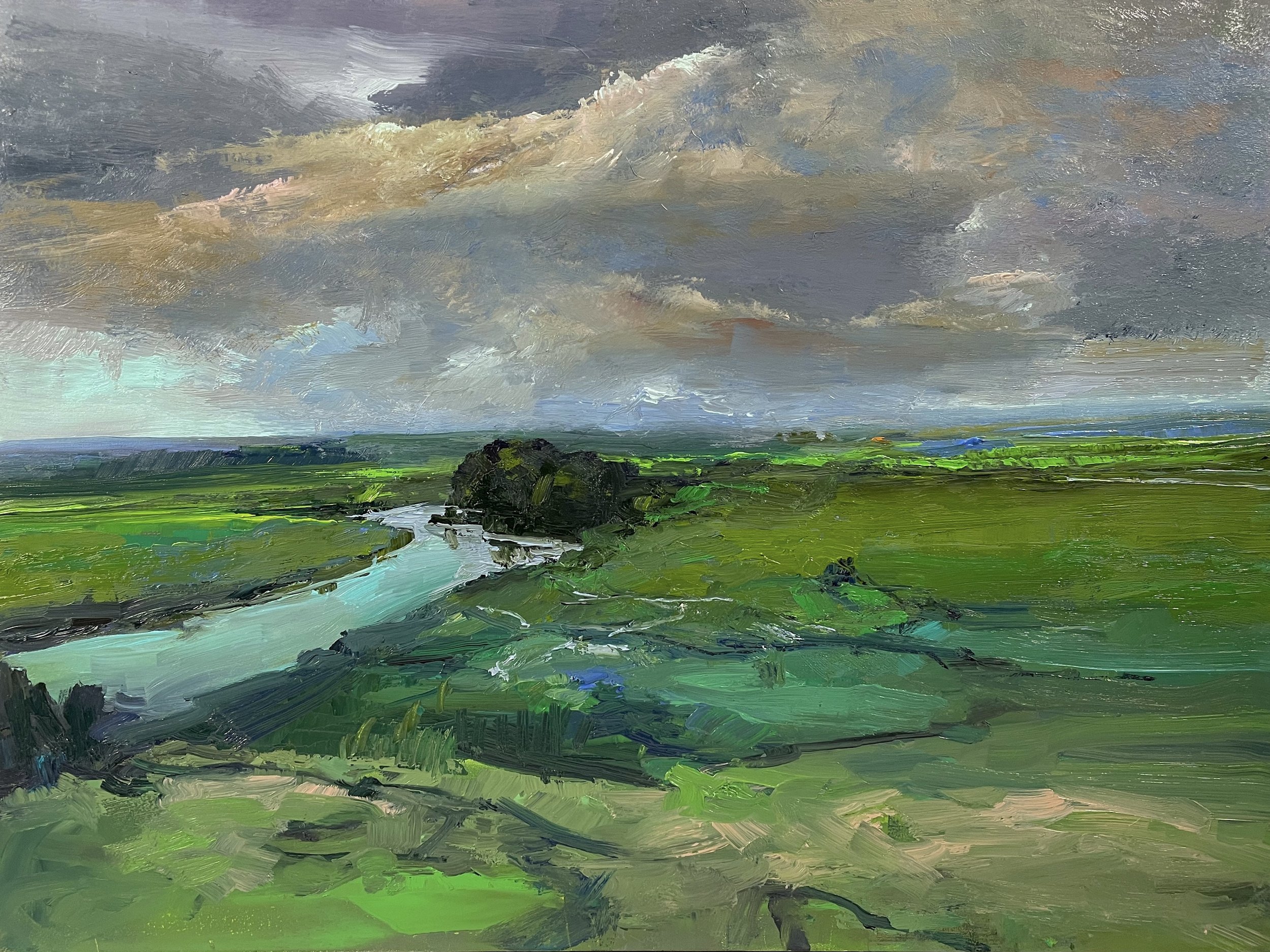 Reimagined Study of Edward Seago's "A Norfolk River" (1910-1974) 12x16 (Oil on Panel) NFS