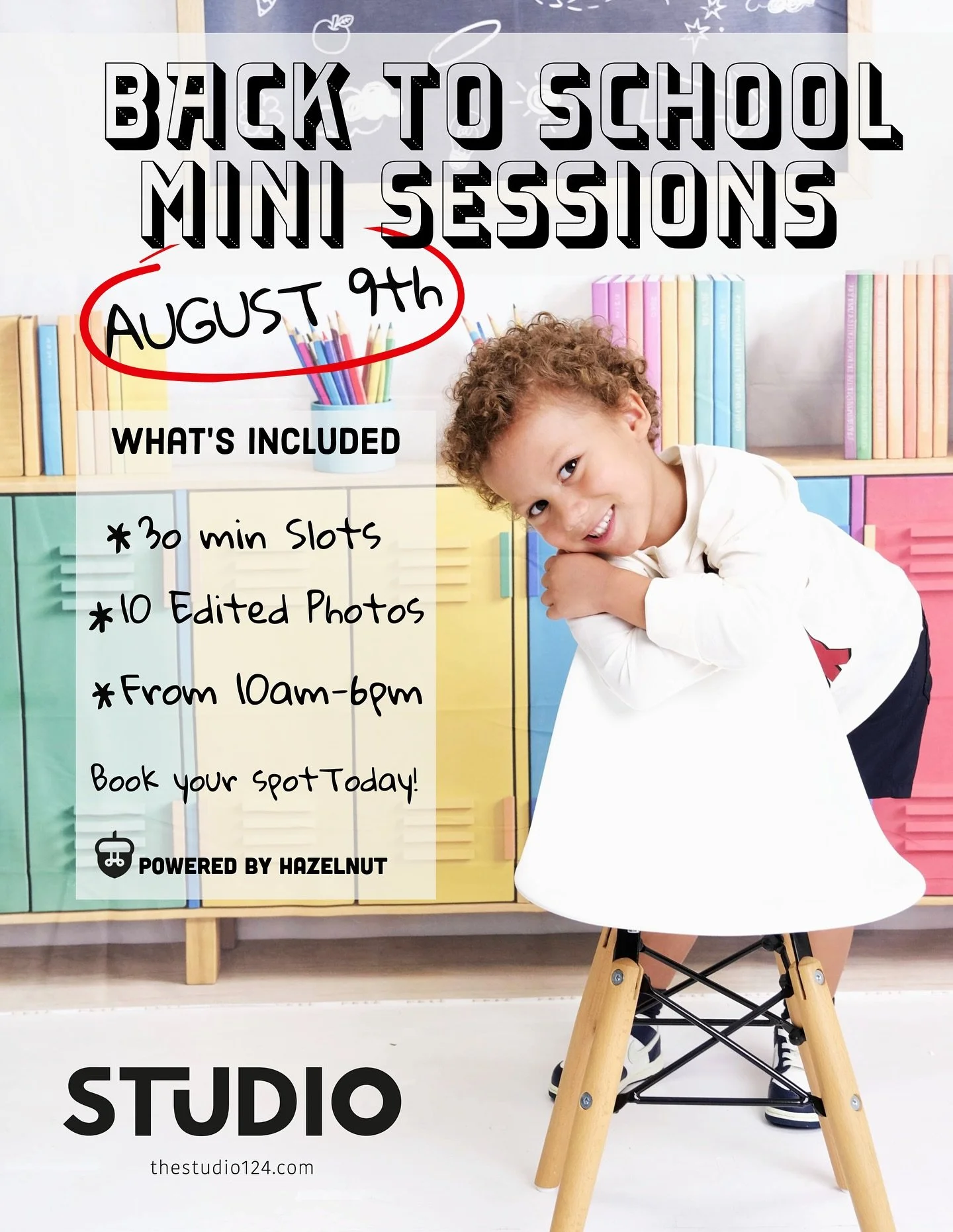 ππΈ Back to School Mini Sessions — August 9th!
Let’s kick off the school year with some fun + fresh portraits!
β¨ 30-min photo slots
β¨ 10 edited photos
π From 10am–6pm at Studio 124
Limited spots available — book yours toda