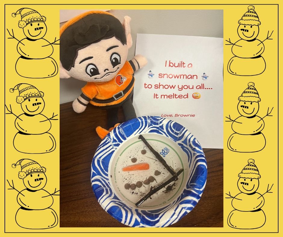 🎶 &quot;Do you wanna build a snowman?&quot; 🎶

Brownie's snowman turned to snowman soup! 😄 

#OPAAkron #AkronSchools #BRAVEWarriors #BrownietheElf #SITG