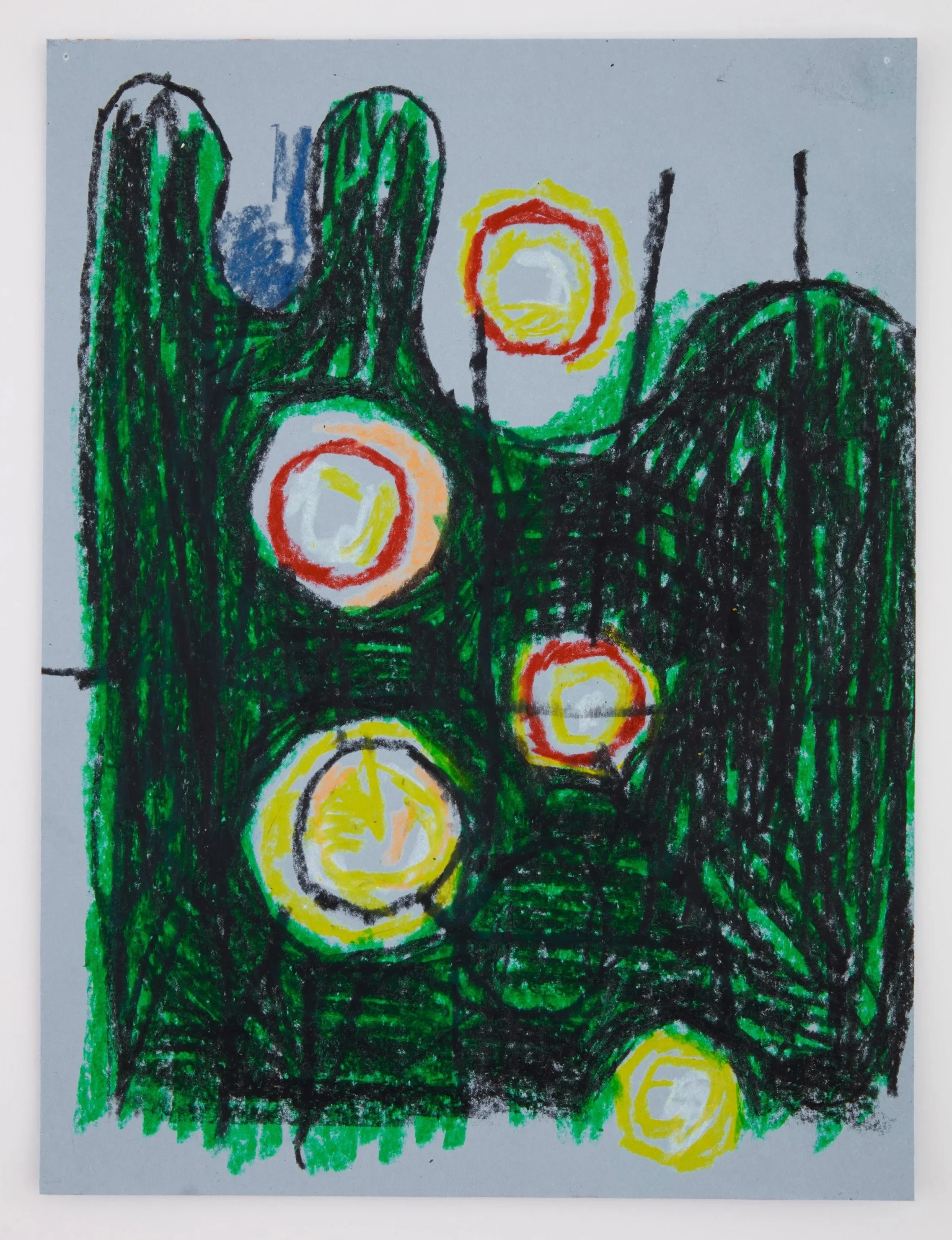 June 27th, 2024.  Beeswax crayon on acid-free construction paper. 9" x 12"