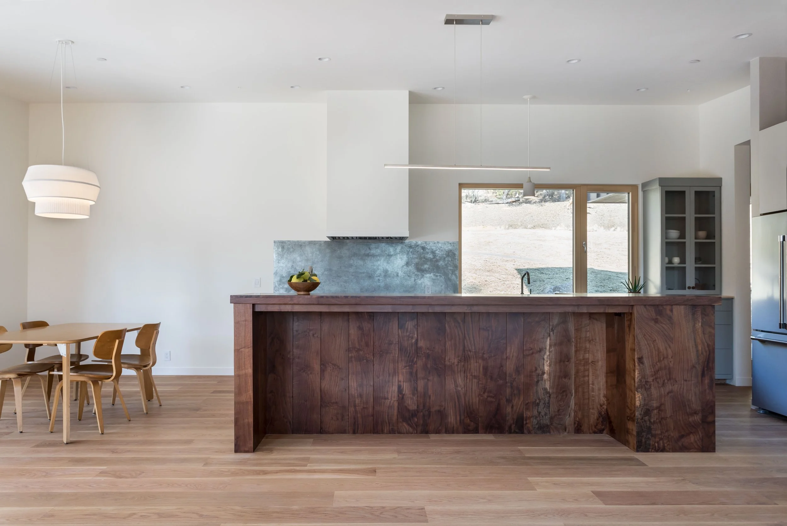 Modern kitchen with a custom cedar island