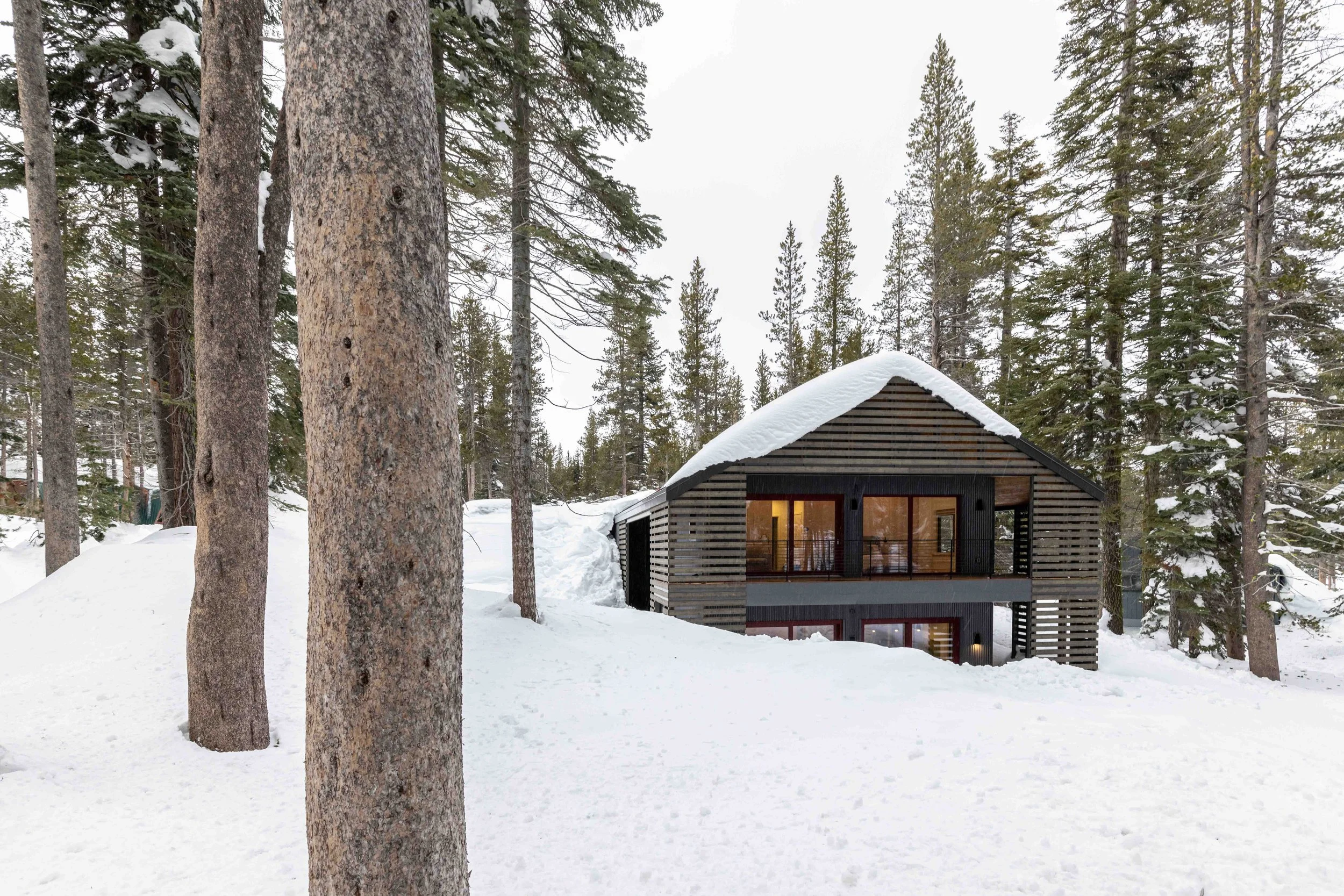 Modern chalet in the snow