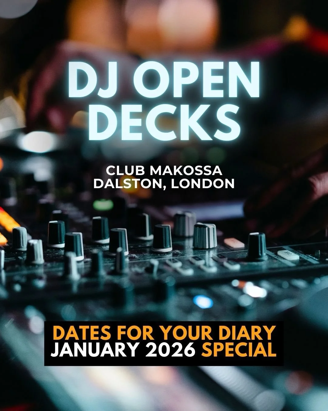 Put these dates into the calendar. We&rsquo;ve got open decks planned to cater to every diverse sound and DJs. Each event will be hosted by different brands so give them a follow and read how it works. Most are sign ups on the night so get in on time