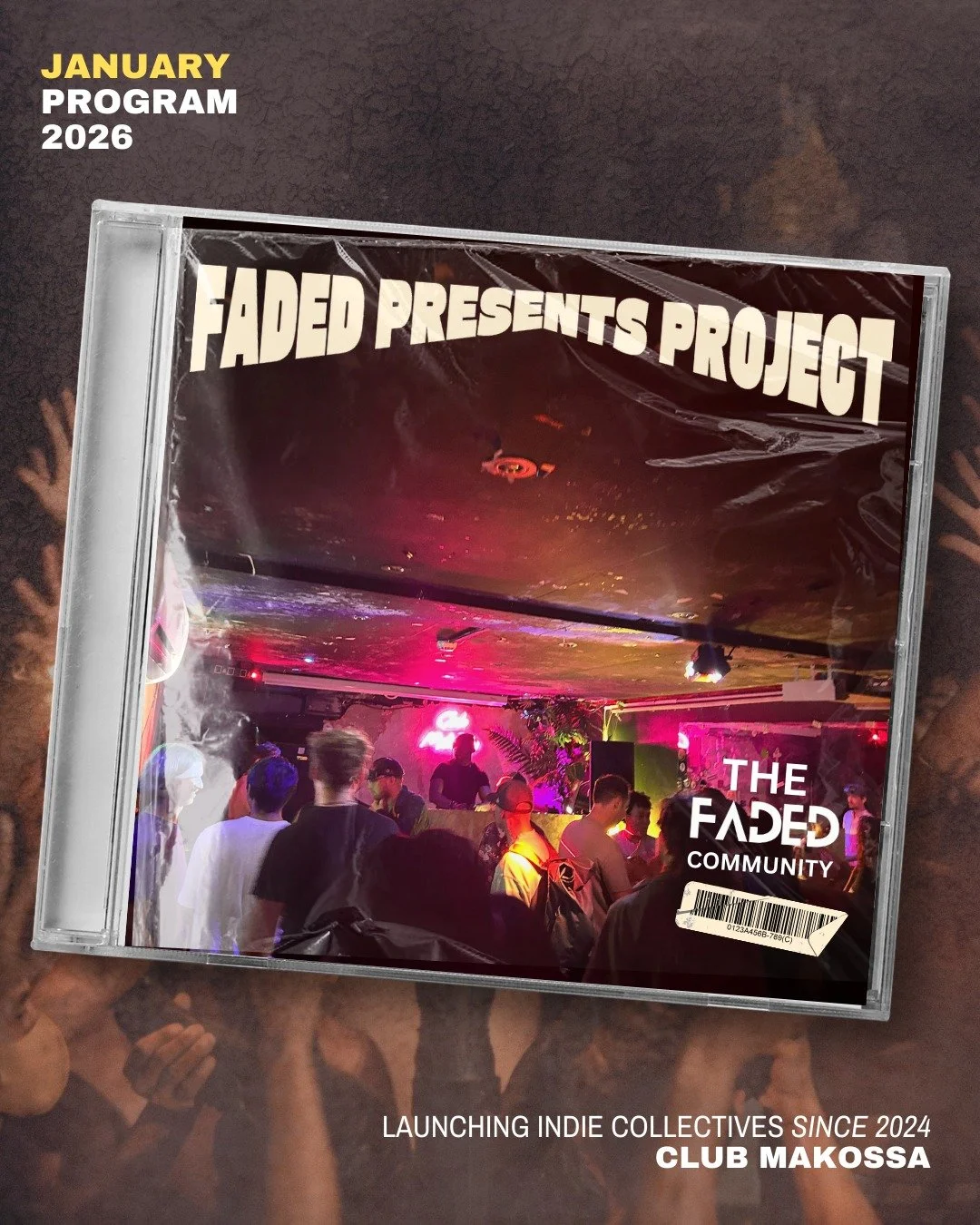 Welcome to the January program of the FADED PRESENTS PROJECT. We&rsquo;ve been helping indie promoters and developing collectives since 2024! Here&rsquo;s a fresh new look at a brand new program.

All events are guided by @thefadedcommunity and suppo