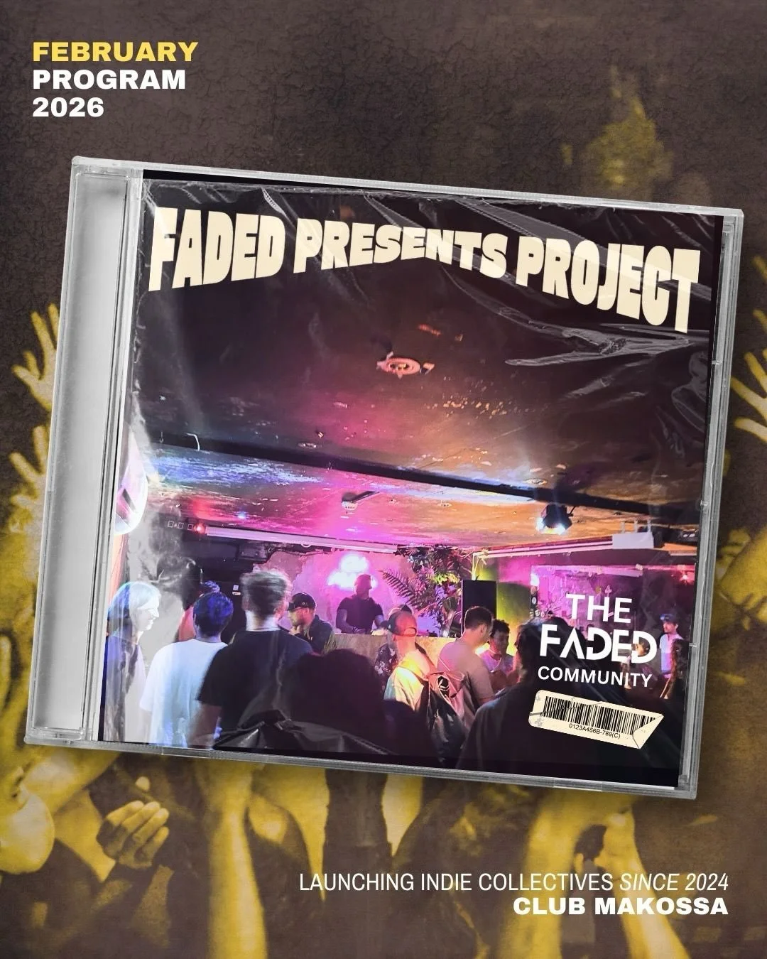 Welcome to the February program of the FADED PRESENTS PROJECT. We&rsquo;ve been helping indie promoters and developing collectives since 2024! Here&rsquo;s a fresh new look at a brand new program.

All events are guided by @thefadedcommunity and supp