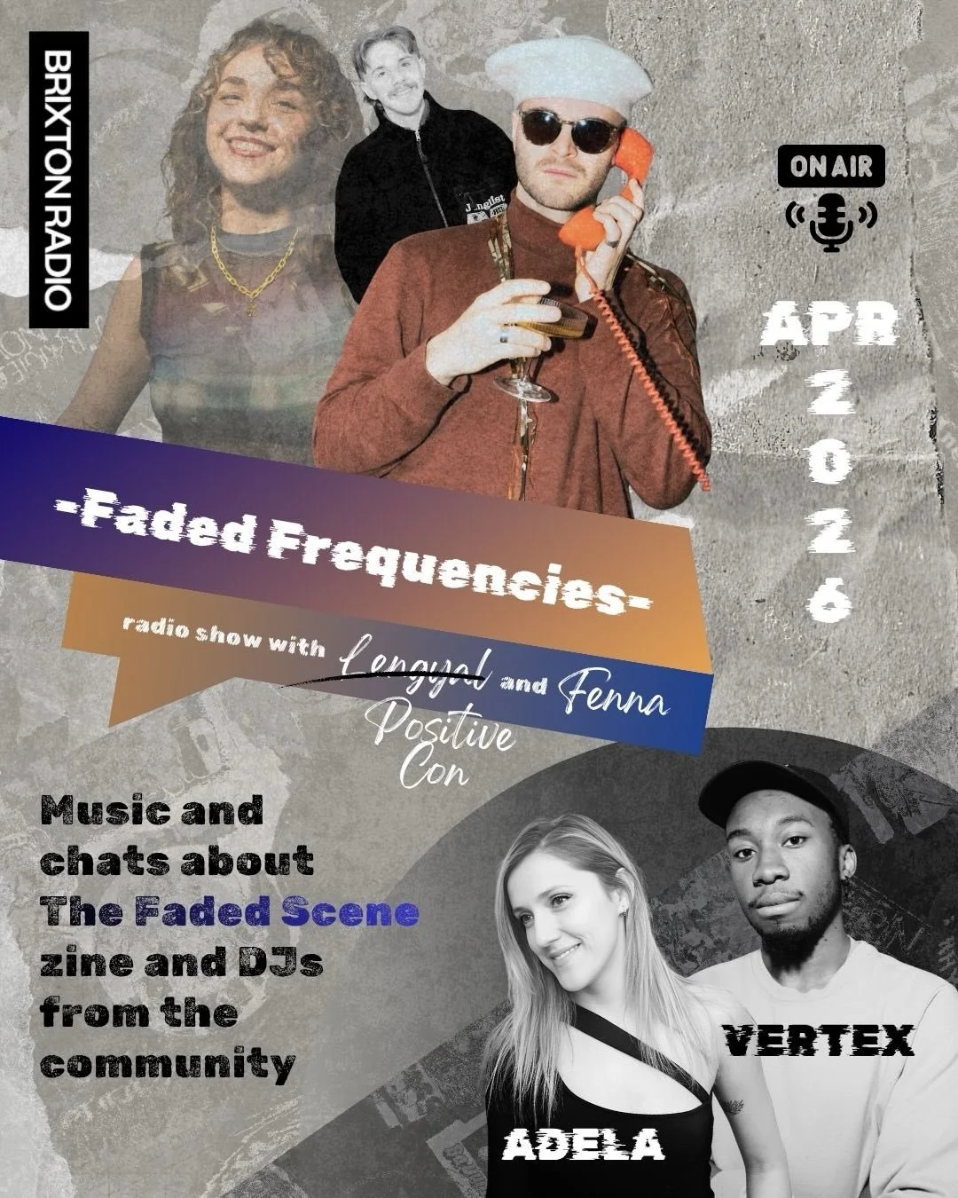 Say hello to our APRIL 2026 program for @brixtonradiolive. 

FADED FREQUENCIES
Usually by @lengyal.music and @fennaphoto, but this month we have co host @positive_con from the team

This show celebrates the entire underground culture with fresh persp