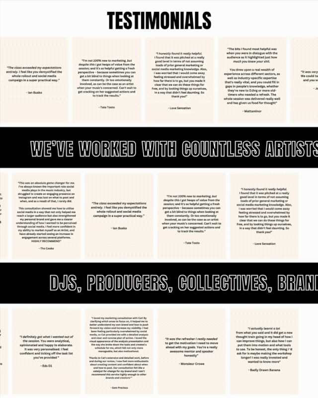 MUSIC MARKETING SERVICES TESTIMONIALS
