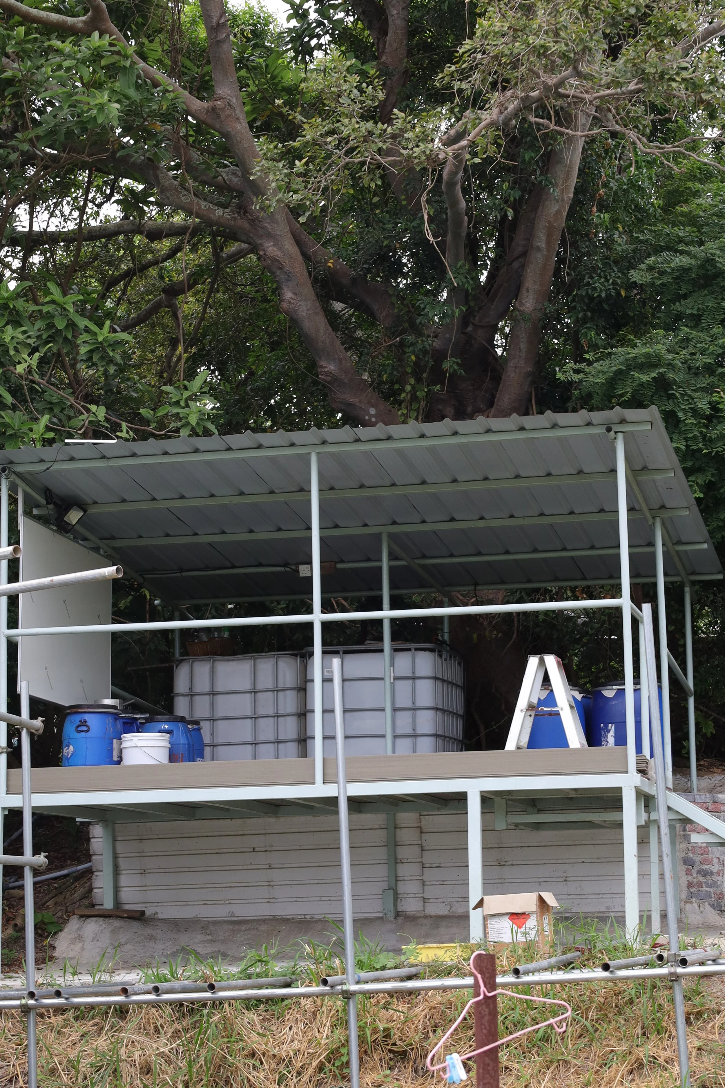 a compost tea station at a farm