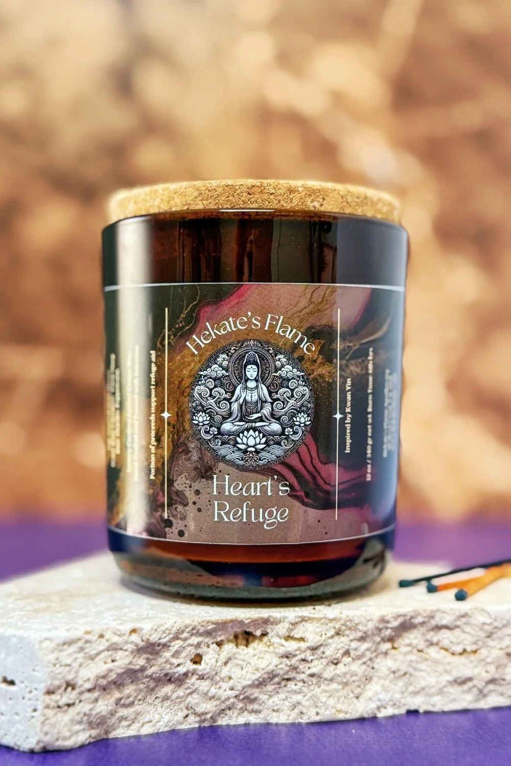 Heart's Refuge ~ Handmade Candle inspired by Kwan Yin for Refugee Aid
