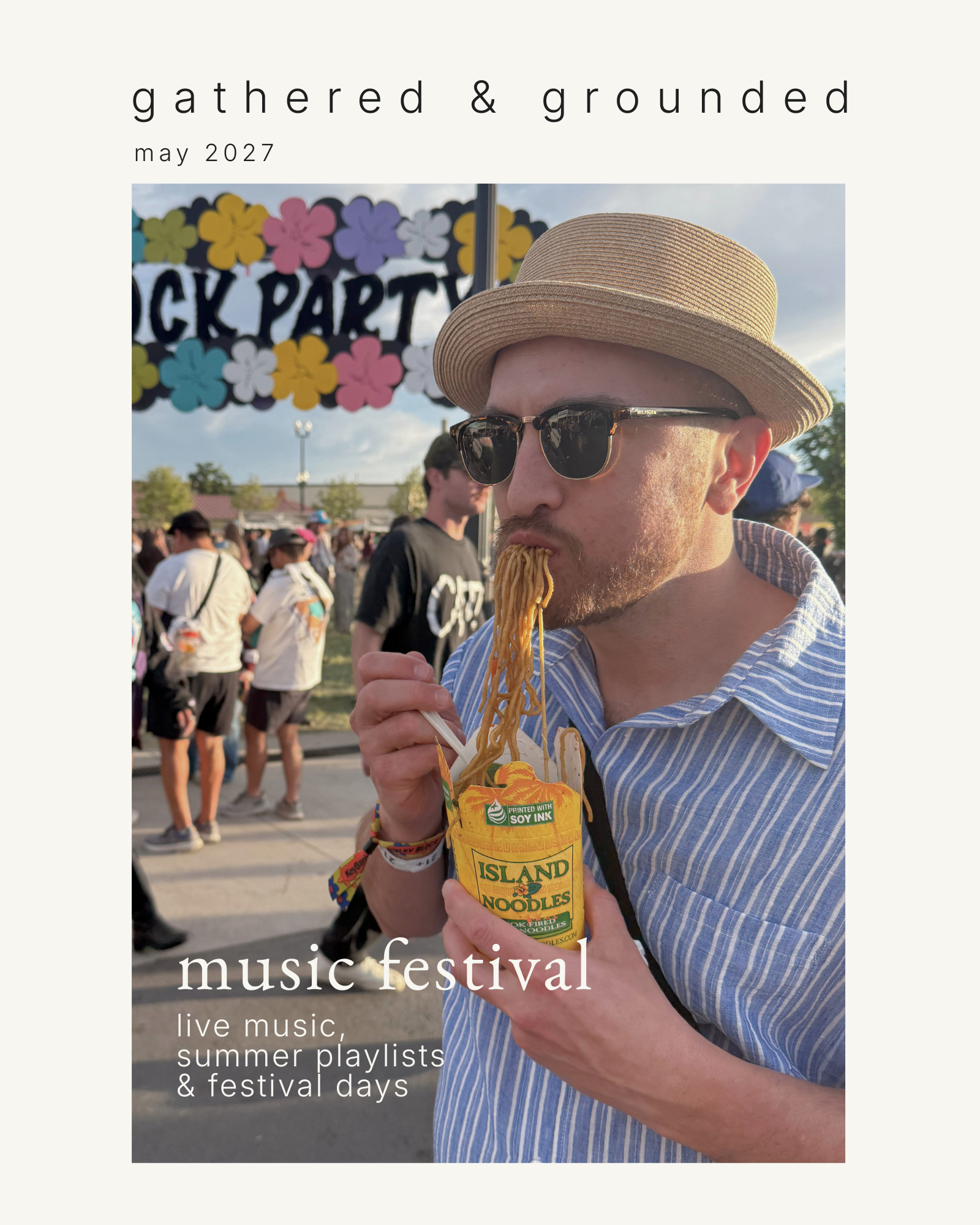 gathered & grounded issue cover featuring Stephen at an outdoor music festival