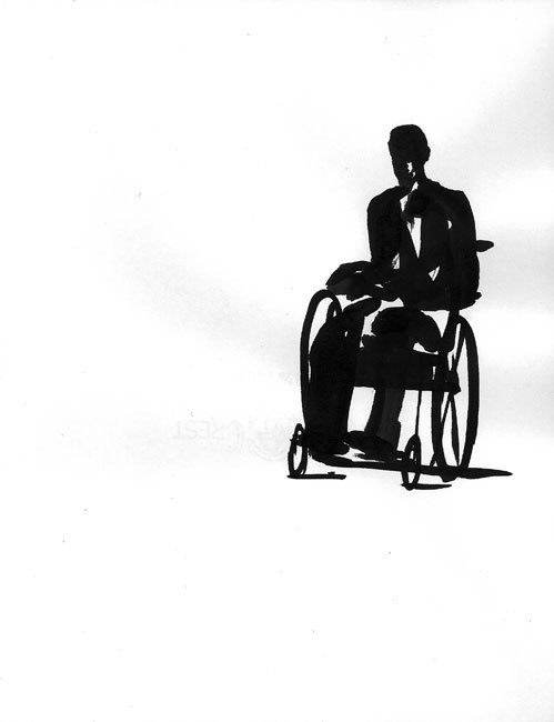Man in Wheelchair (1989) - Ink on Paper, 11 x 15 1/4 in.