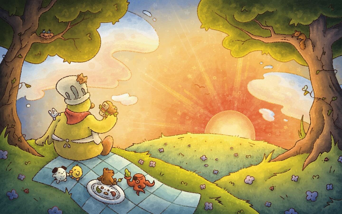 ≪ Sunset Sandwiches 🧡🌅 ≫

Swipe for details! &mdash;&gt;

Here&rsquo;s the grand finale in Ducky&rsquo;s Sub Story :D Things have been kind of rough recently and super, super busy, so working on this illustration gave me some peace for a little whi
