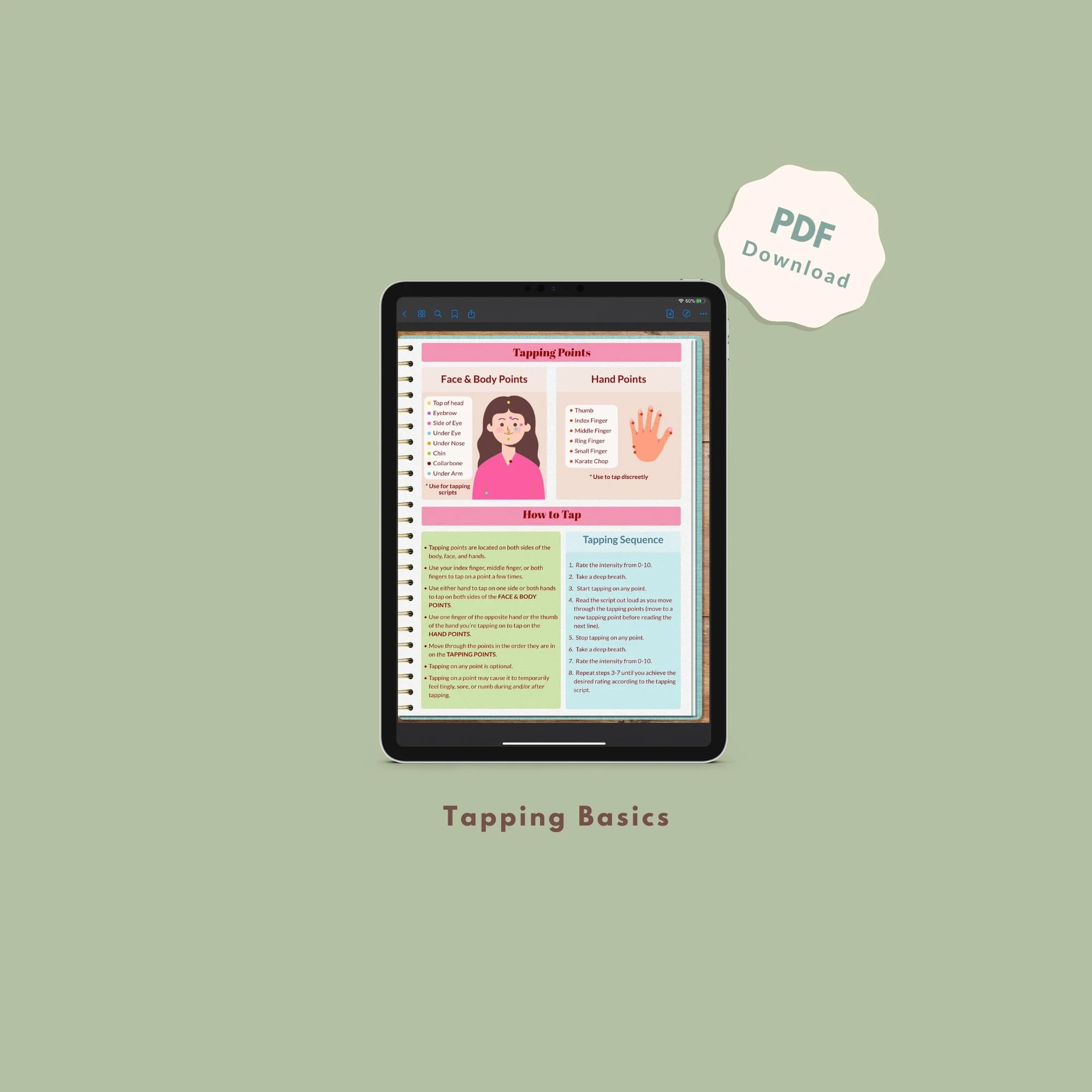 Image of the PDF page of tapping basics