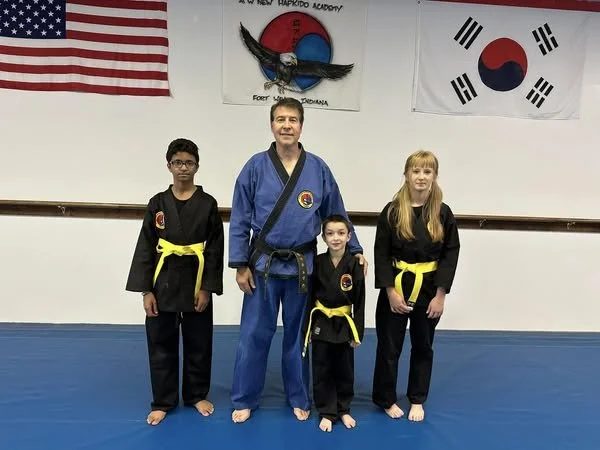 09-11-2025 Gup Promotions. Congratulations to Aws, Lukas and Addy promoting to Yellow Belt!
