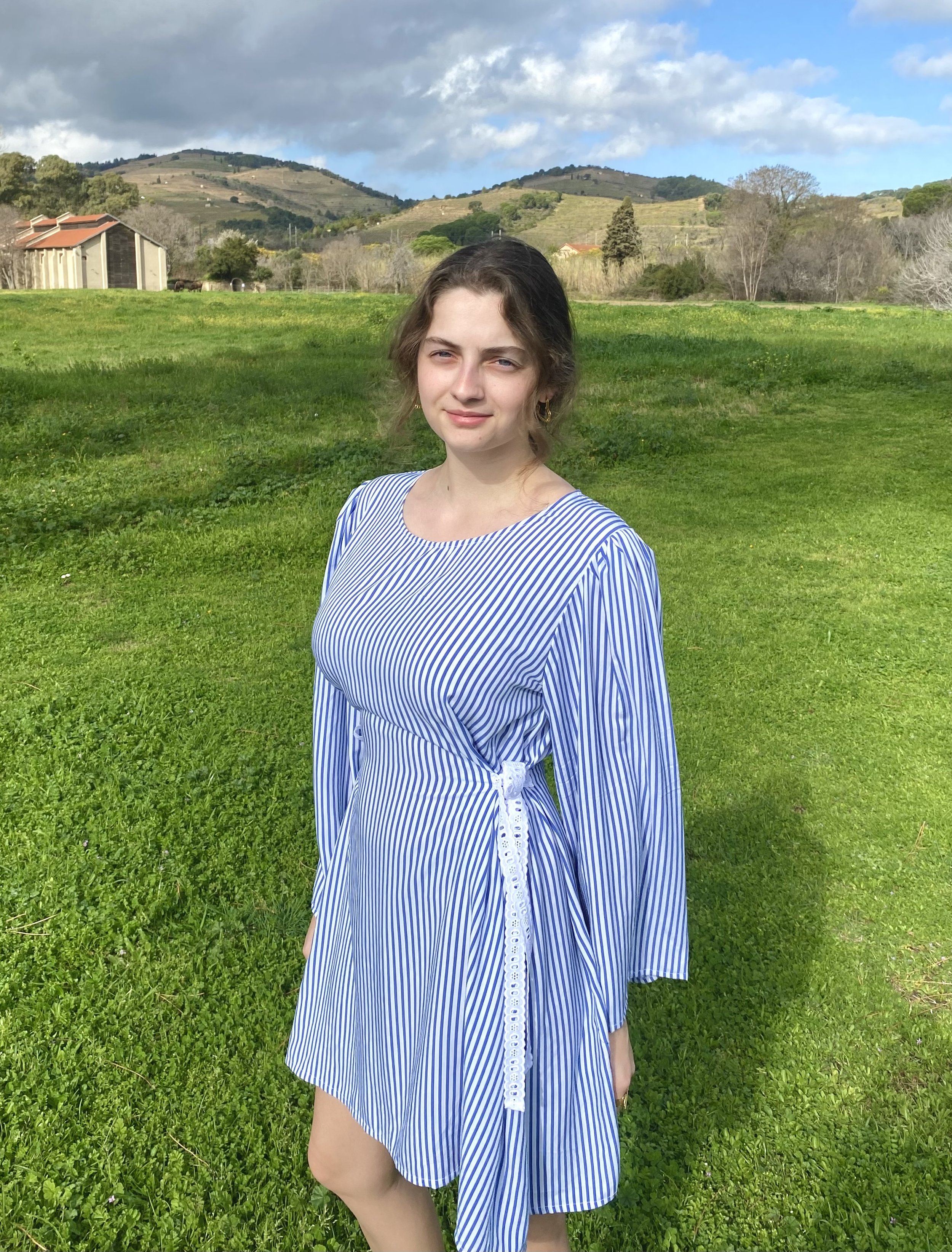 Robe à rayures bleues à liens
