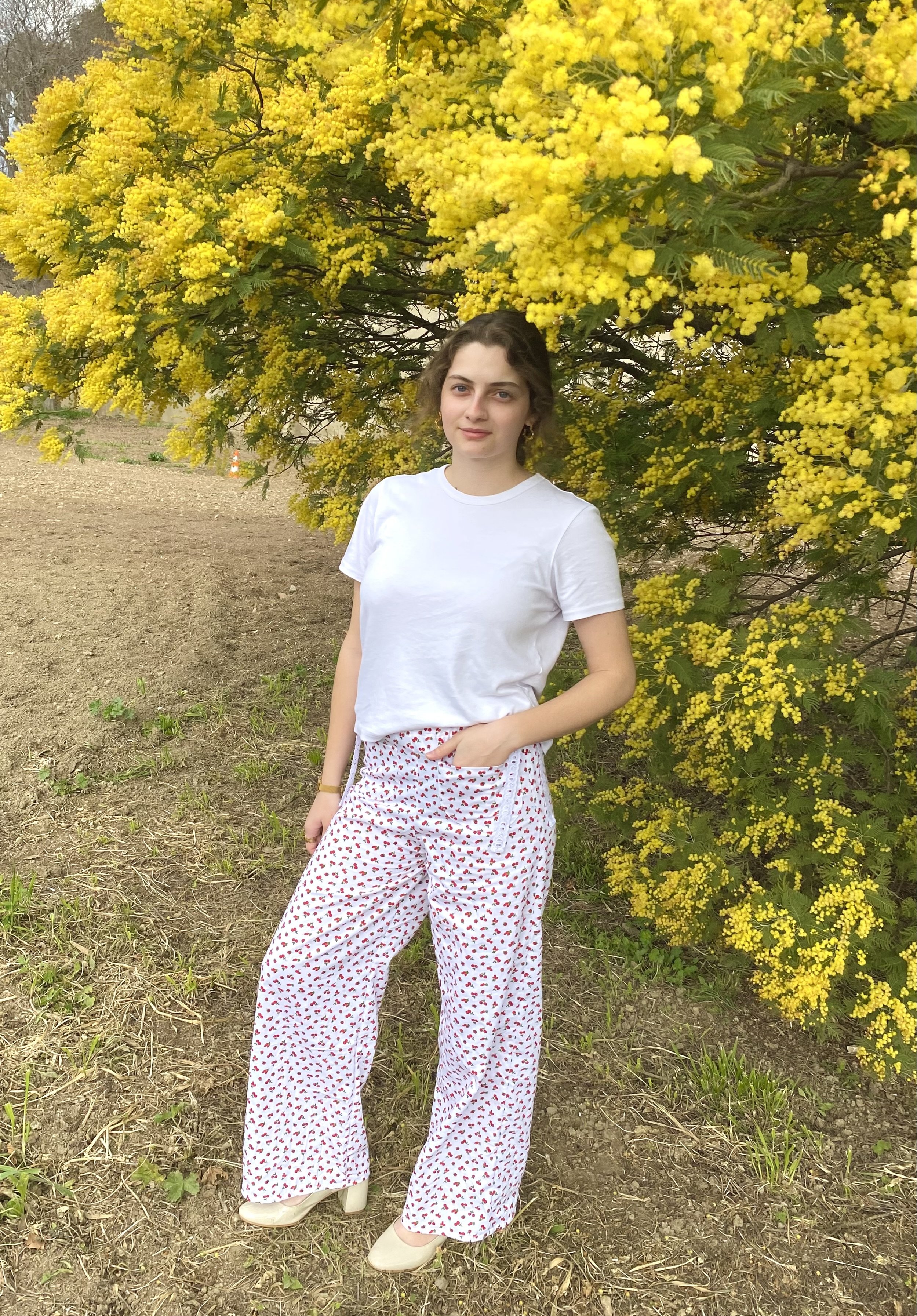 Pantalon blanc côtelé