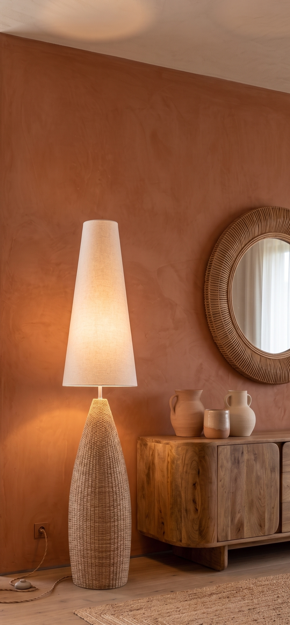 Lámpara de piso OSLO en espacio interior decoración natural México